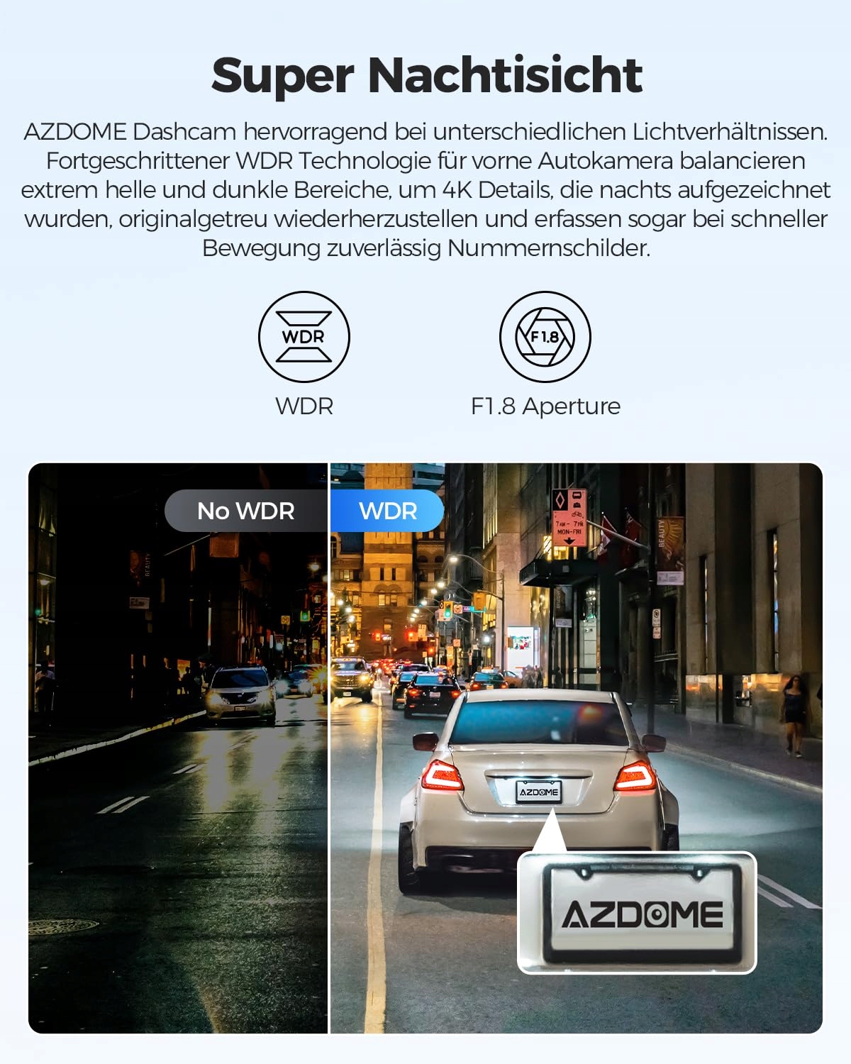AZDOME Kamera Samochodowa 4K WiFi GPS Nocny Tryb 170° WDR 24/7 Monitoring — miniatura 3