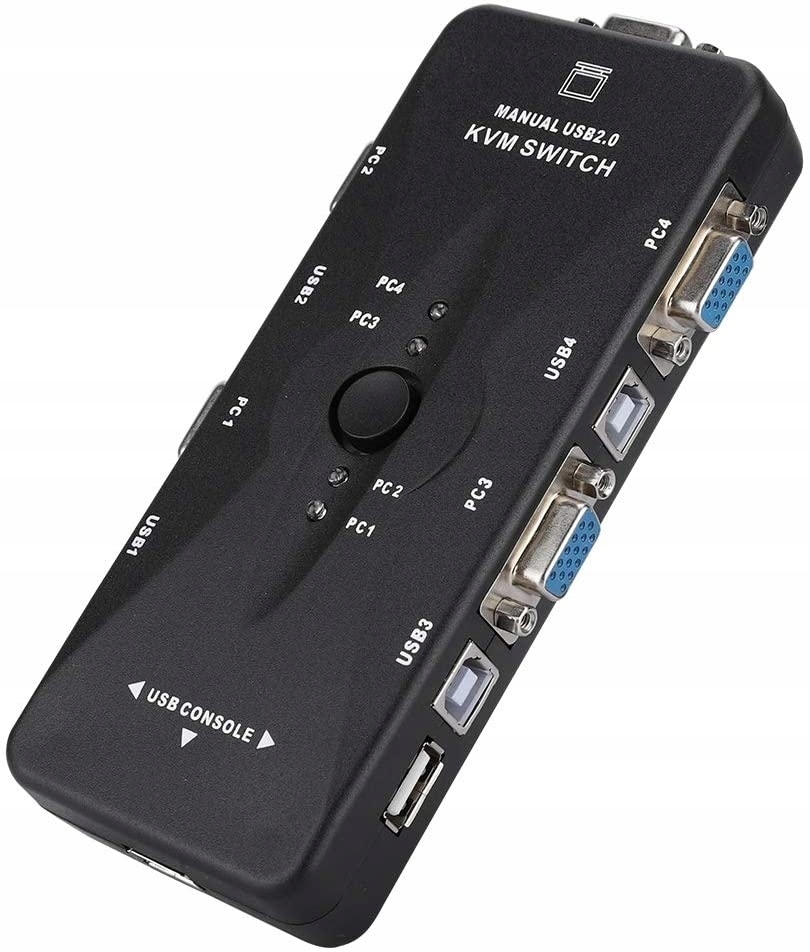 

Przełącznik Kvm Vga 4x1 Switch 3xUSB Hub Box