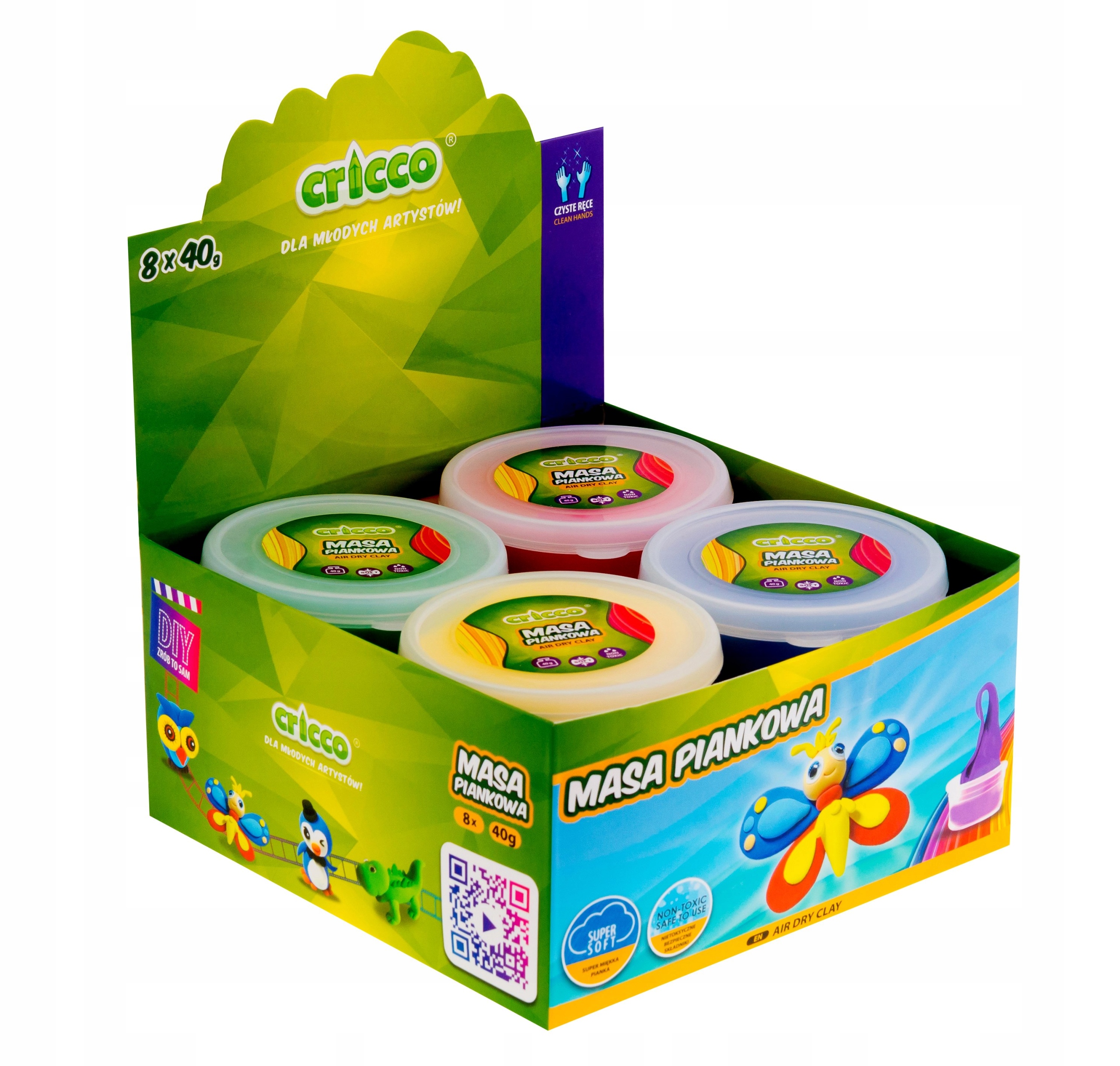 

Masa piankowa 8 x 40 gr, mix kolorów Cricco