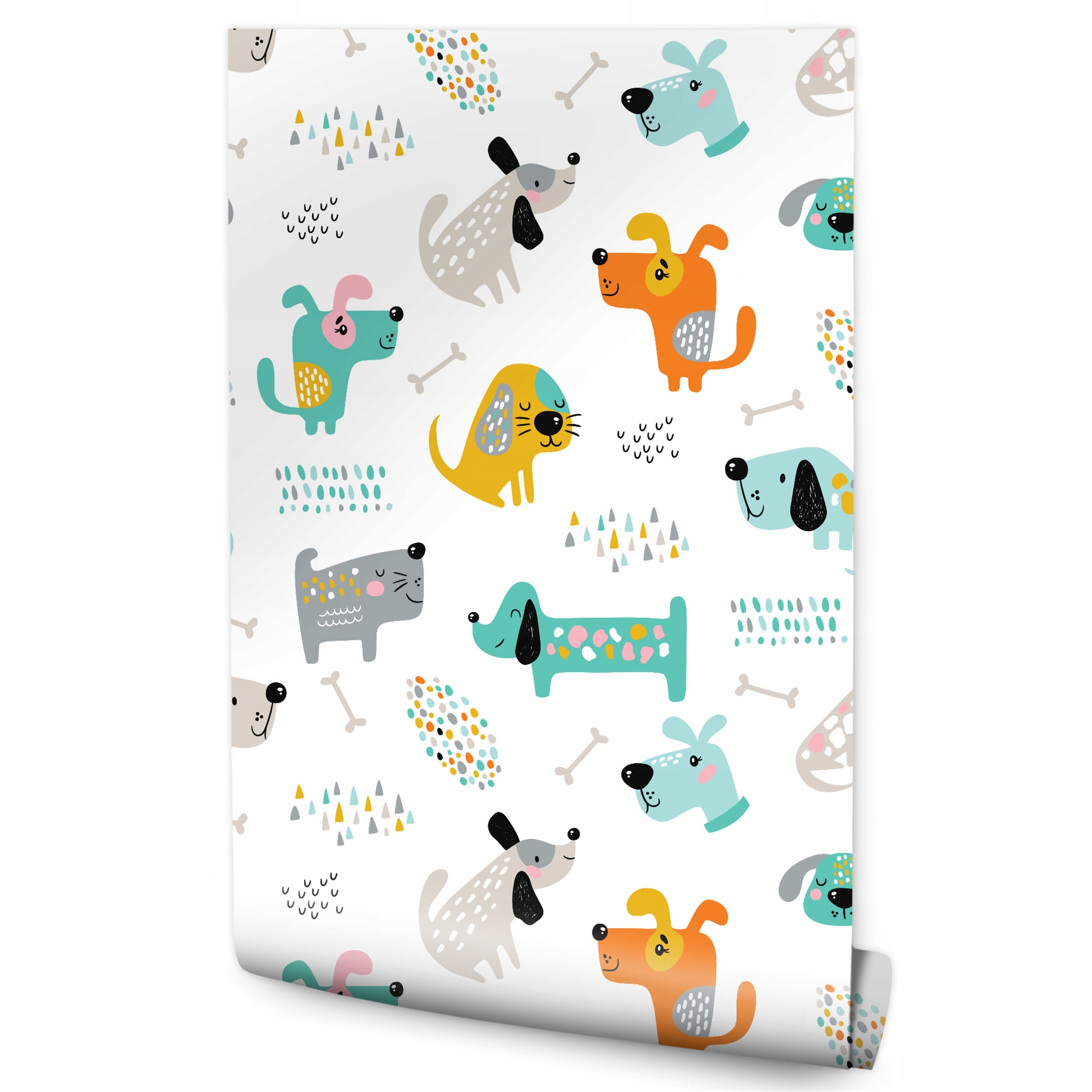 

Tapeta dla Dzieci Pieski Wzorki Styl Skandynawski