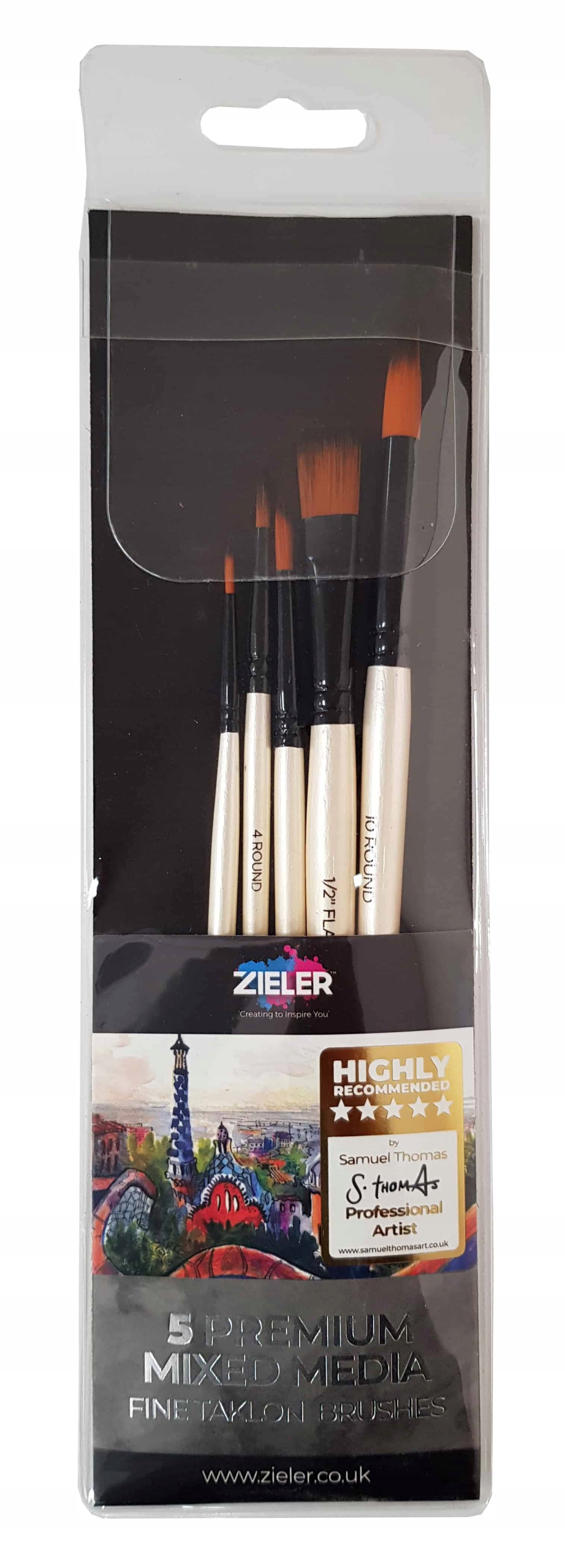 Zestaw Pędzli Zieler Premium Mix Media Mix 5x
