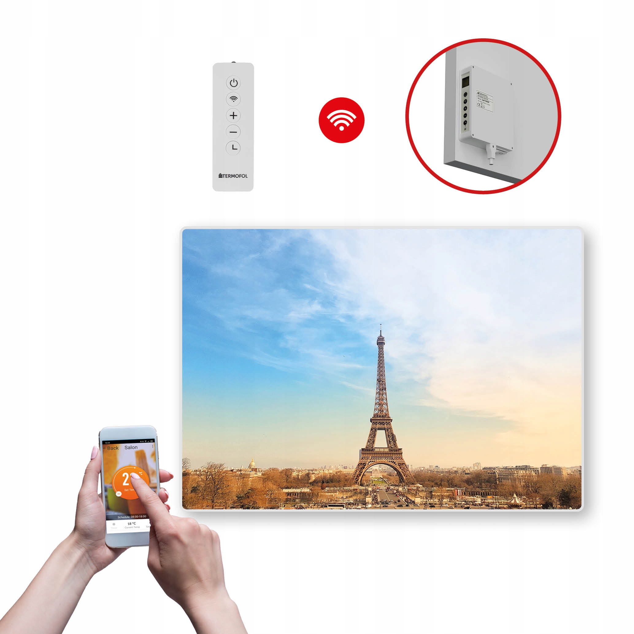 Dekoračný infračervený Ohrievací Panel s výkonom 500 W a Wifi