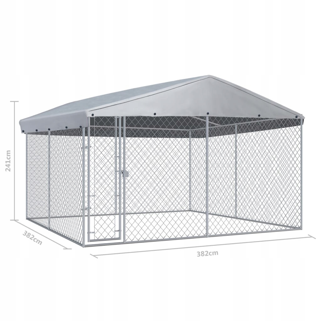VidaXL Kotec s krytem pro psa, 382 x 382 x 225 cm