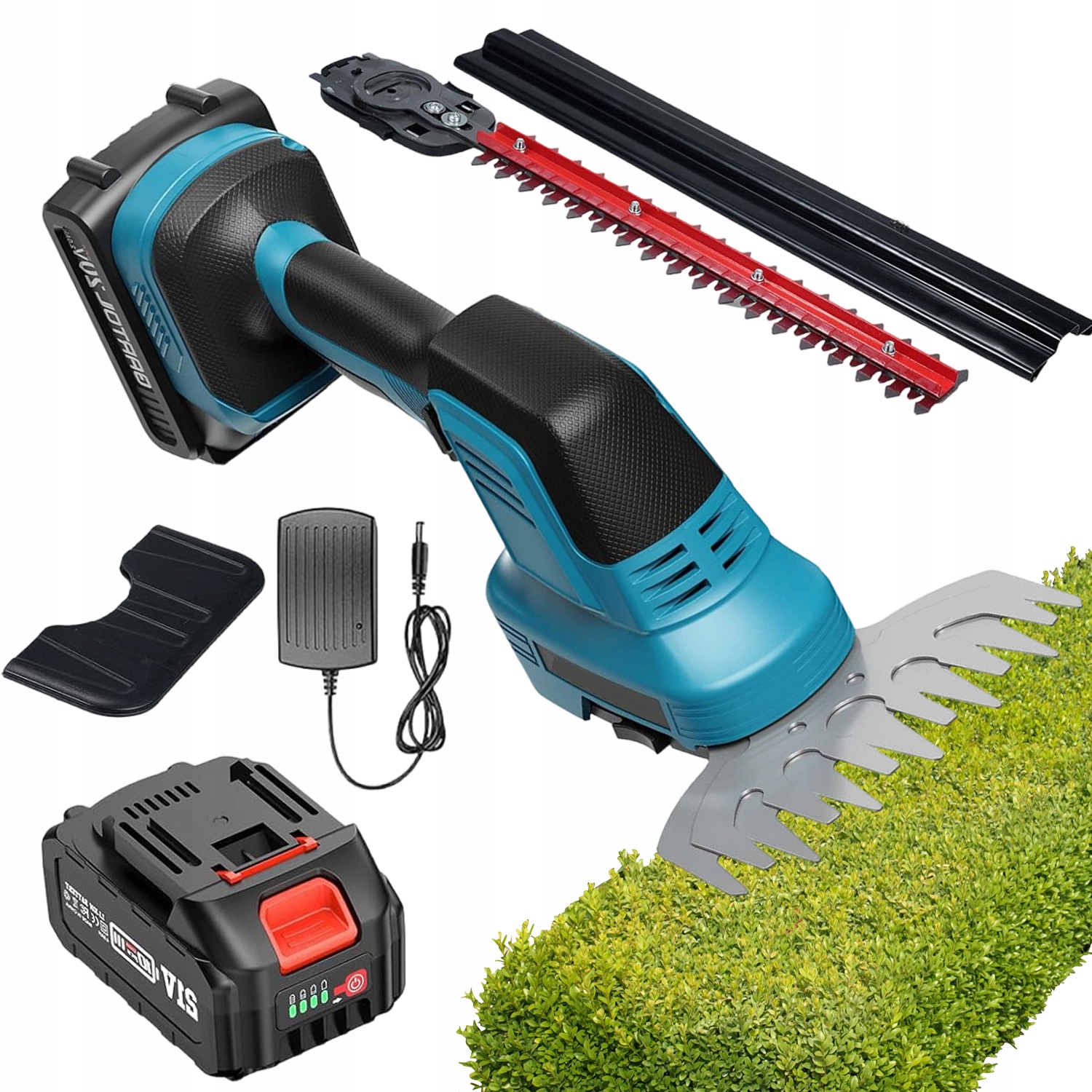 Akumulátorové Nůžky 2V1 21V Pro Stříhání Živého Plotu A Trávy S Baterií