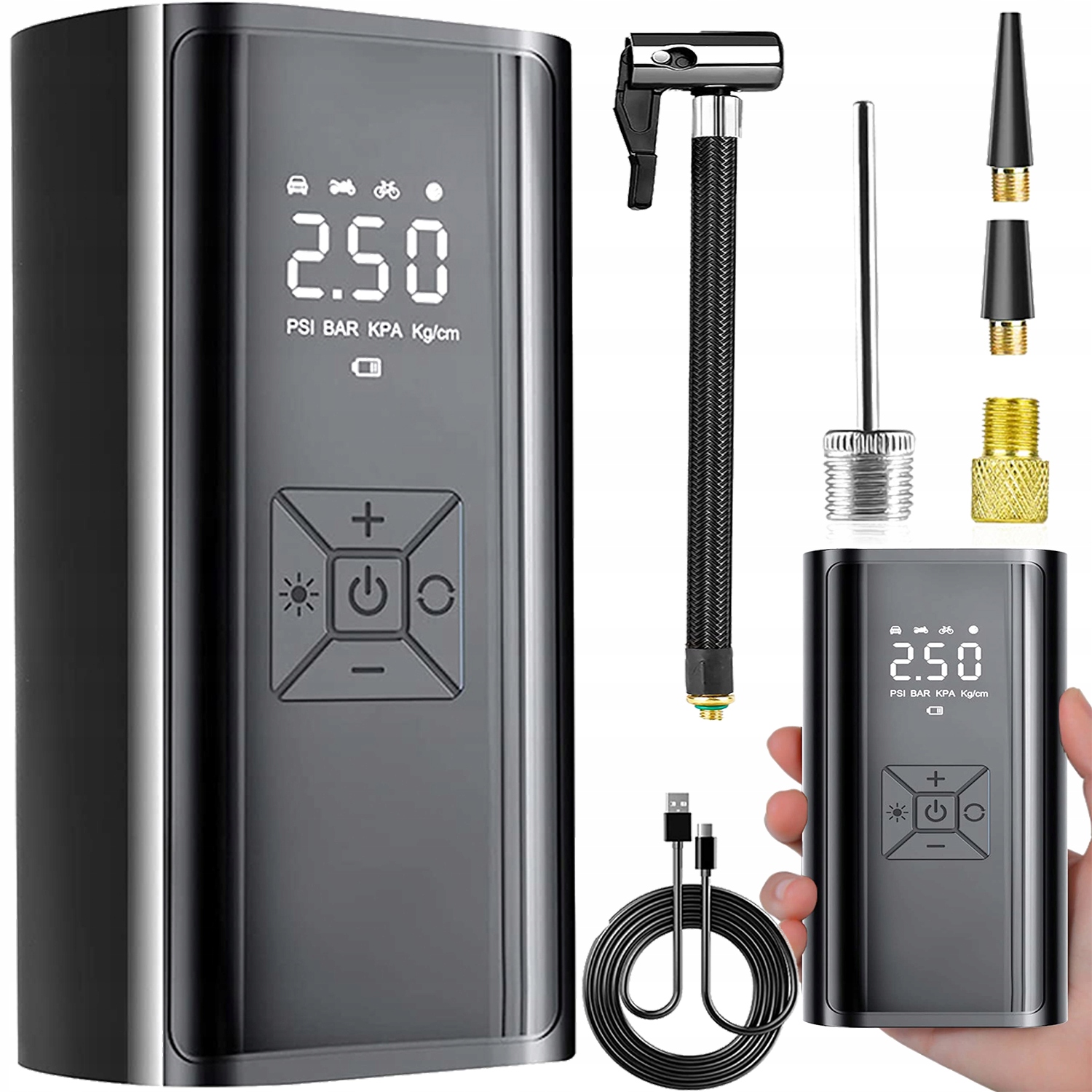 Přenosná Elektrická Cyklistická Pumpa LCD 6000 mAh