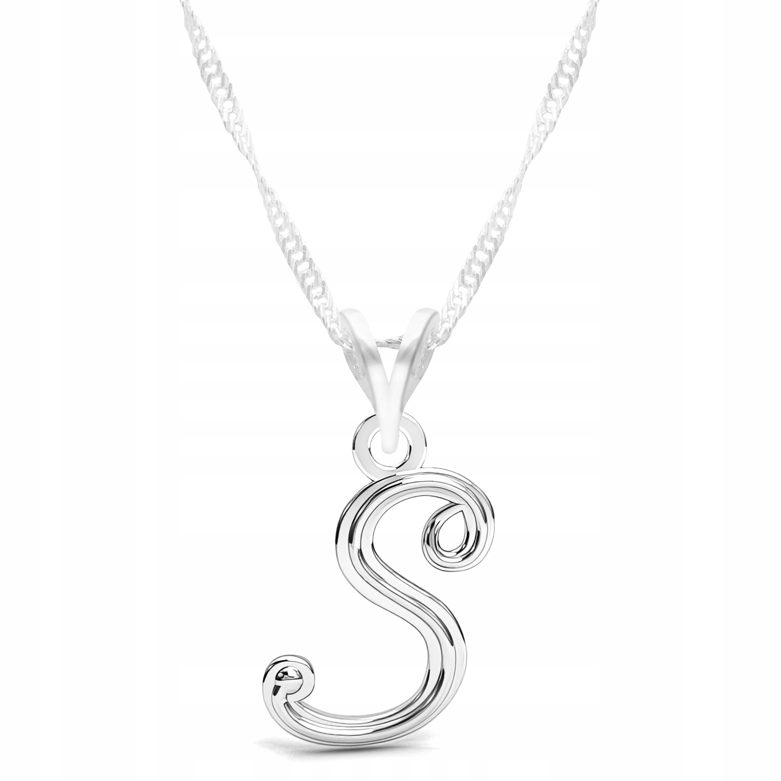 Stříbrný náhrdelník s písmenem S Iniciál Písmeno Abeceda Jméno Stříbro 925