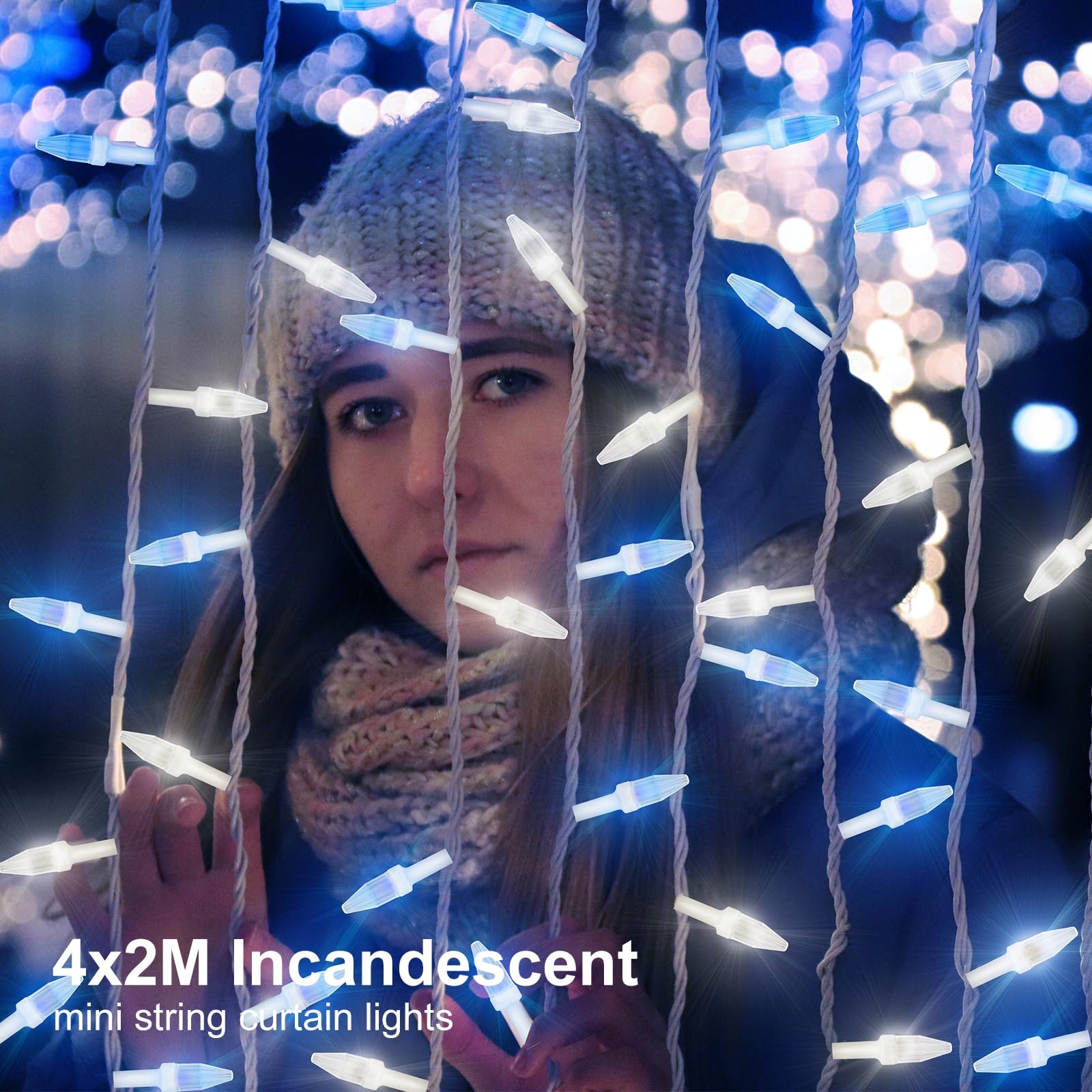 CERIAL Kurtyna Świetlna 4x2m 300 LED Niebiesko-Biała na Święta i Wesele — miniatura 5