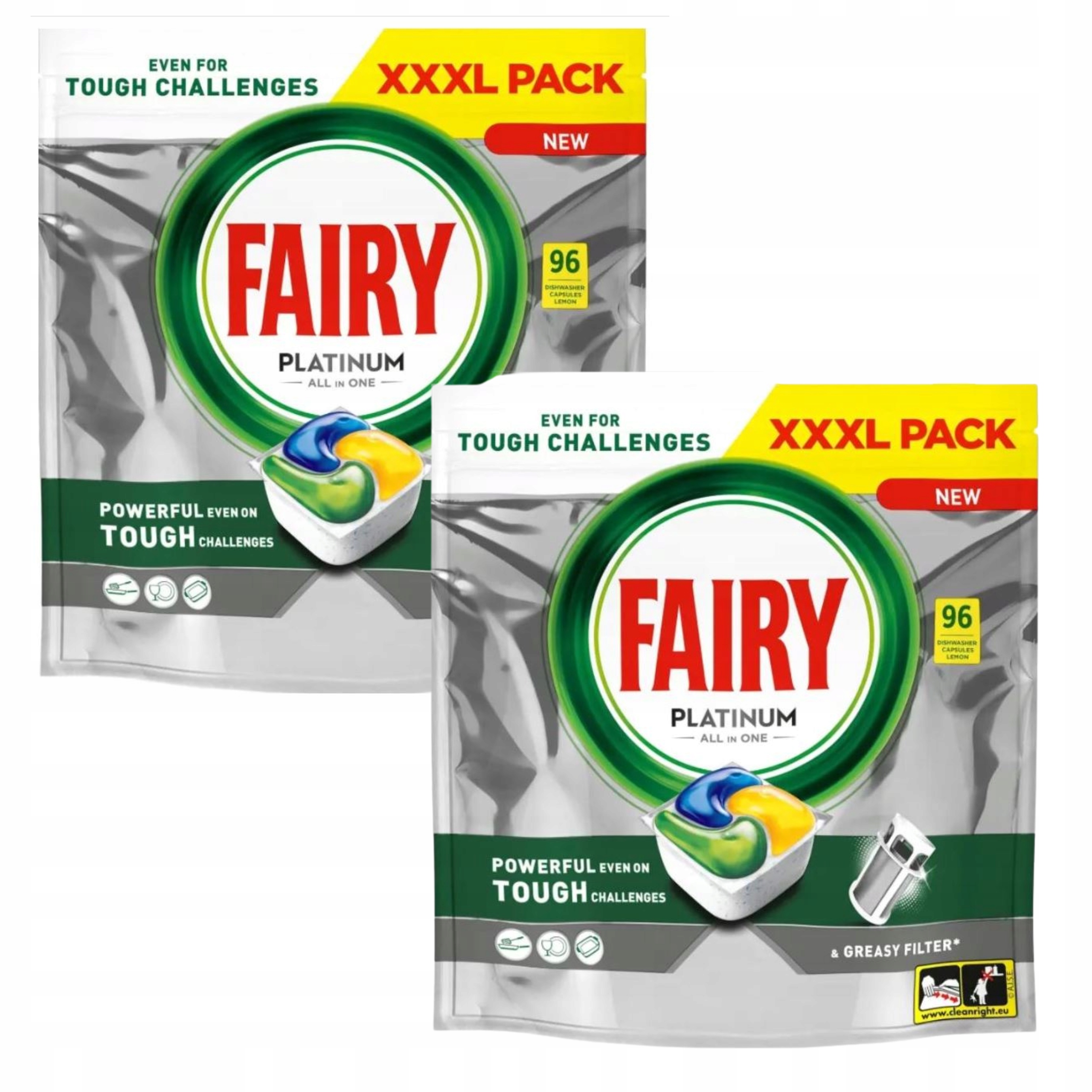 Fairy Kapsułki do zmywarki Platinum All In One 96 Kapsułki lemon 2szt