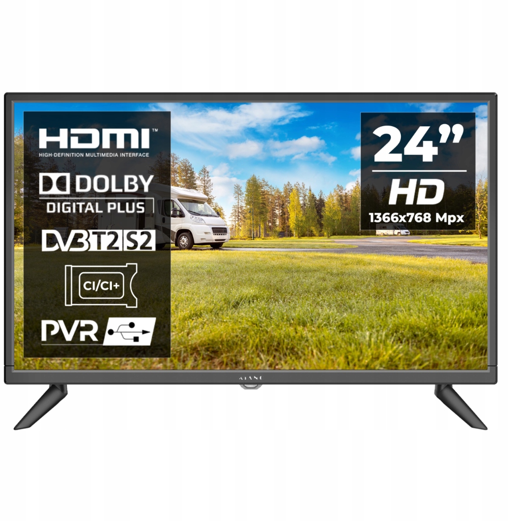 Led televízor Kiano KS24T 24" Travel mobilný televízor s DVB-T2 do karavanu