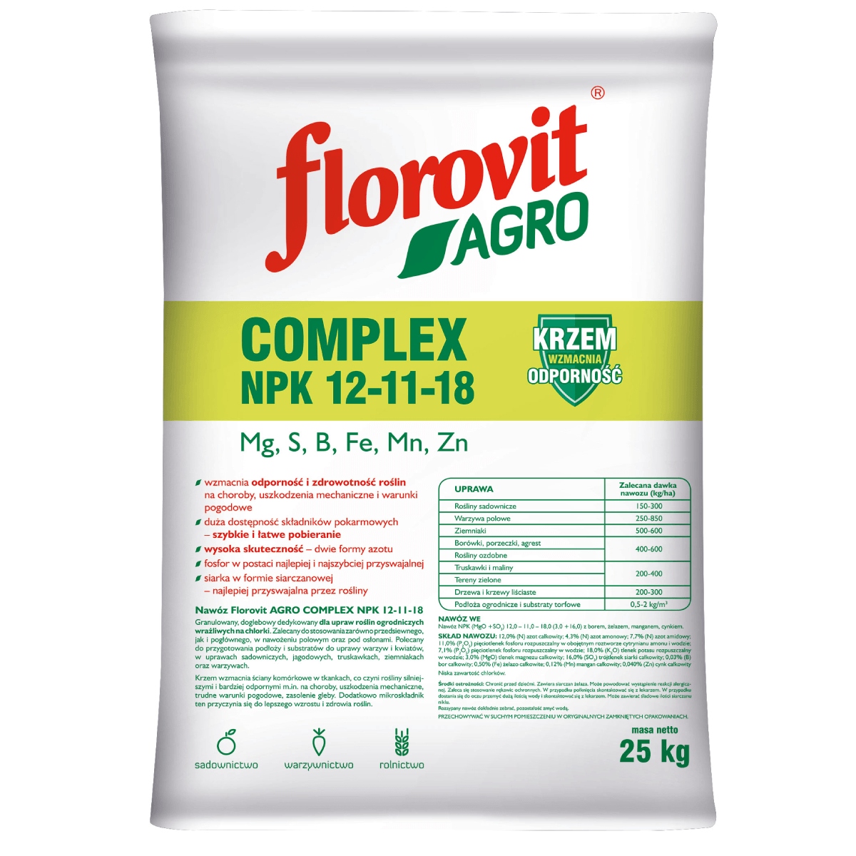 

Florovit Agro Complex 25KG Nawóz Npk 12-11-18