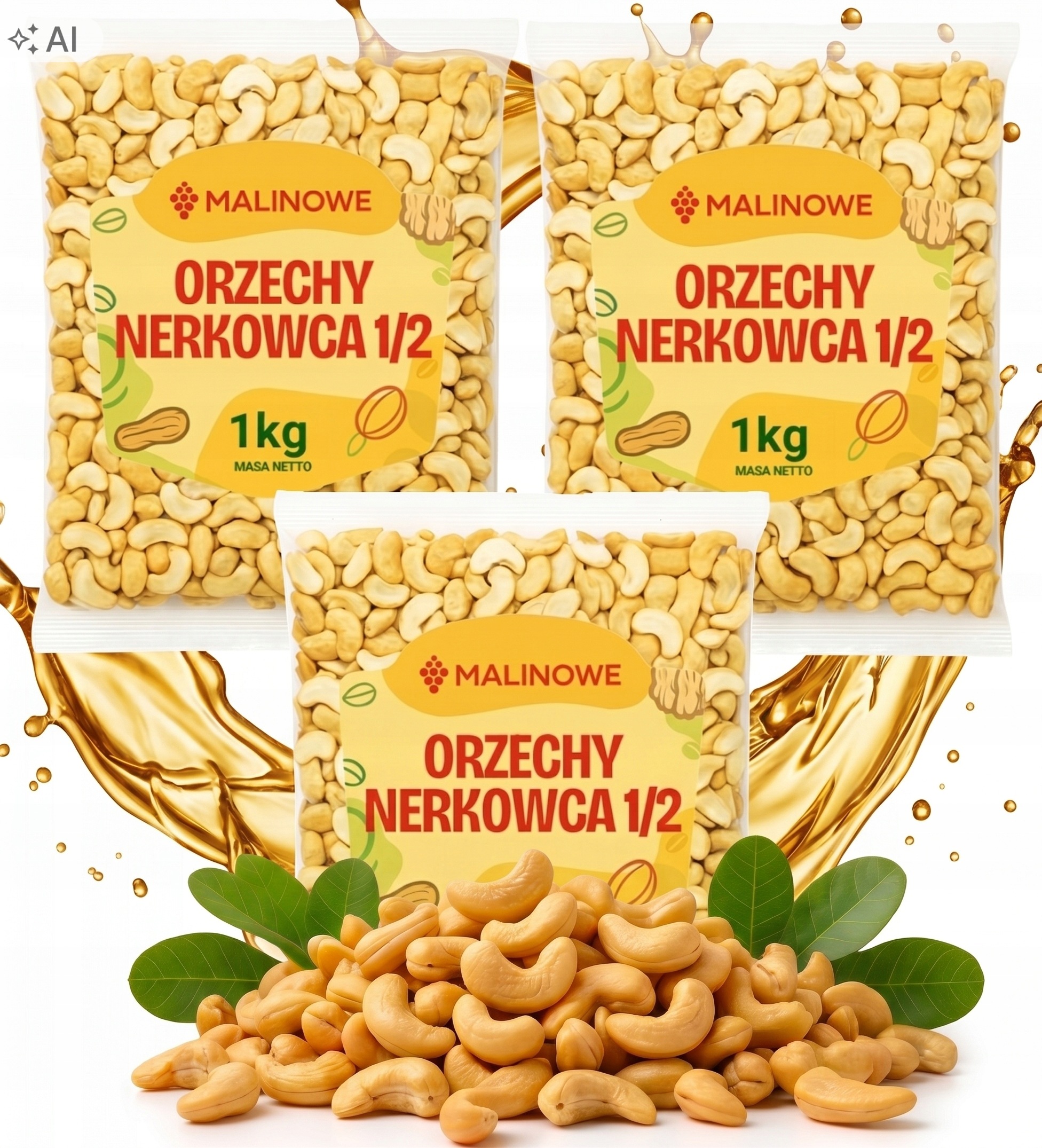 Zestaw Orzechy Nerkowca Połówki 3x1kg Nerkowce Doskonałe Jakość Premium