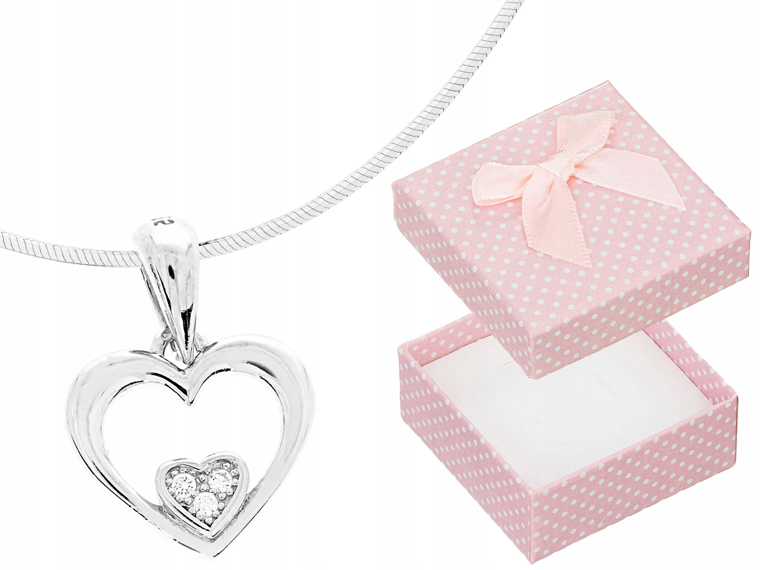 Krátký Stříbrný Dámský Náhrdelník Srdce se Zirkony Srdíčko Choker 40 cm