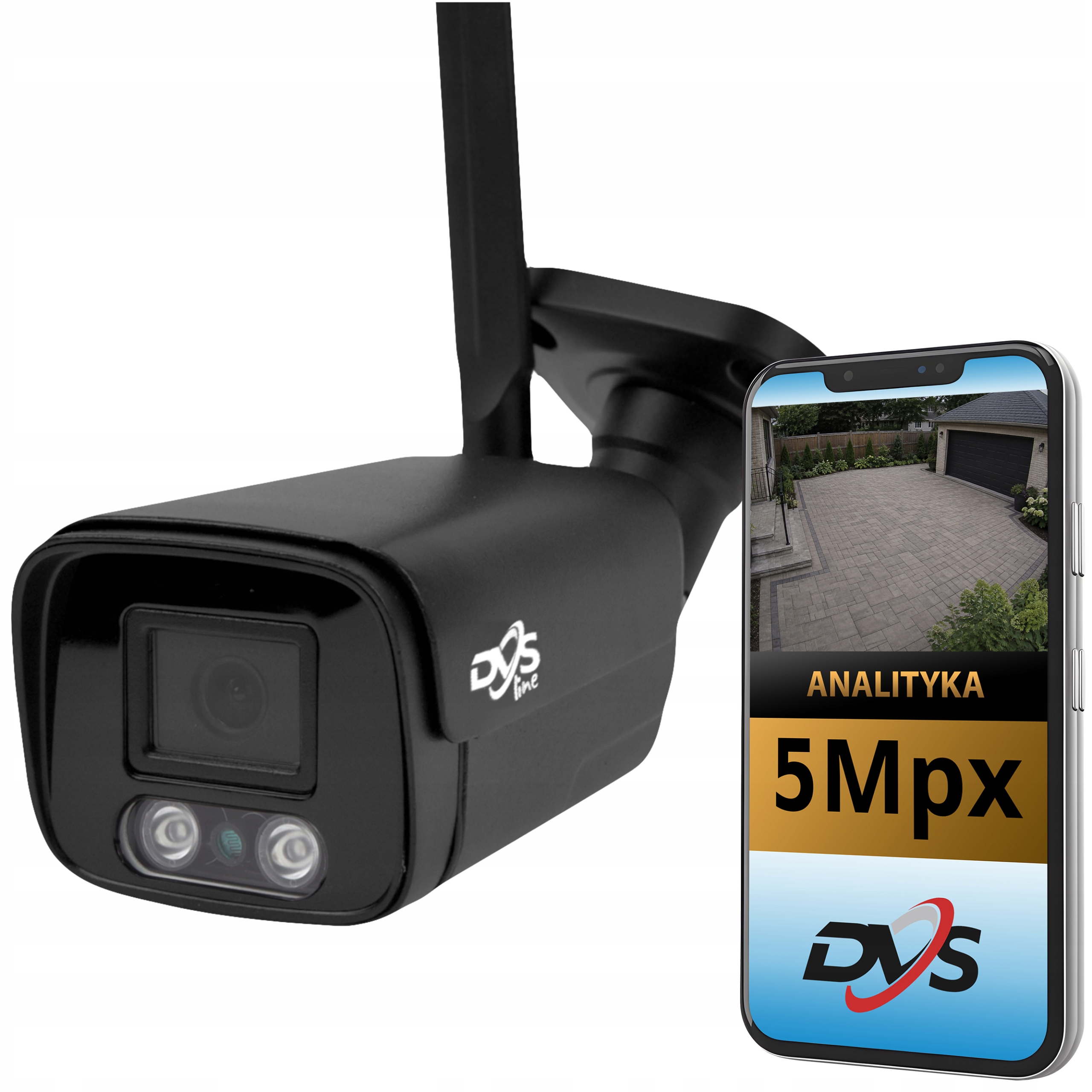 Čierna Wifi Ip Kamera 5MPX Quad Hd 2K Audio P2P