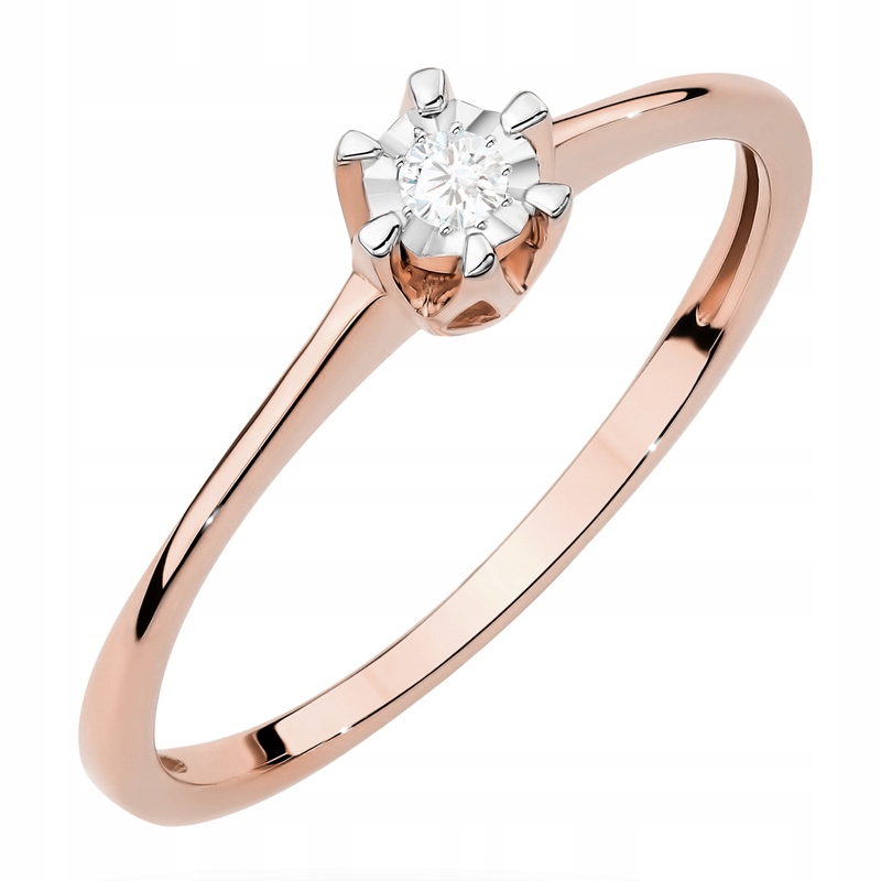 Zlatý Prstýnek pr. 585 Jednoduchý Brilant 0,03ct 14k