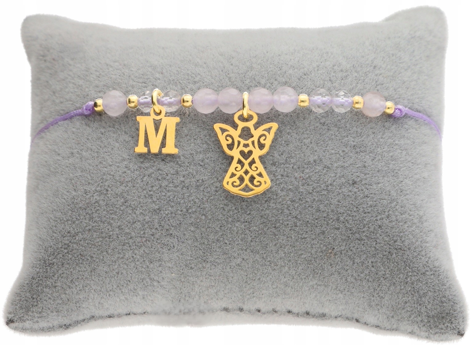 Zlatý náramek s přírodními kameny Anděl Písmenko svaté přijímání Křest