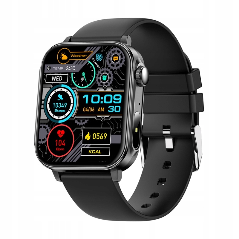 Colmi P80 Smartwatch 100 Trybów Sportowych Wodoodporny Pomiar Tętna Czarny