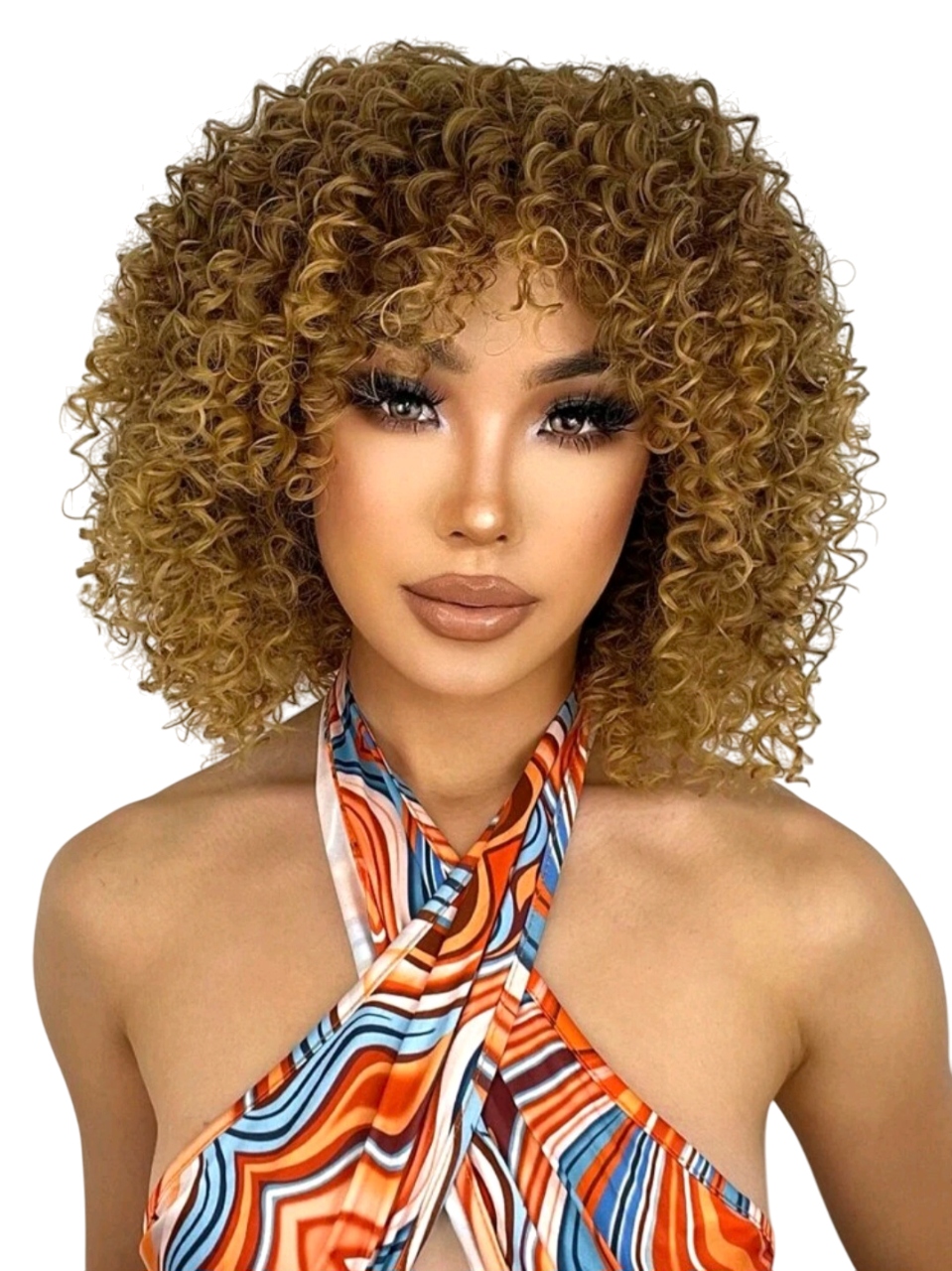 Peruka Afro Blond Ombre Damska Loki włosy kręcone Jak naturalne