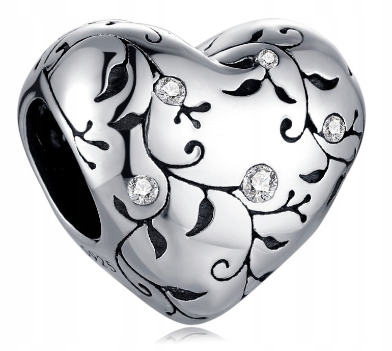 

Zawieszka Charms Serce Charms Kwiatki S925