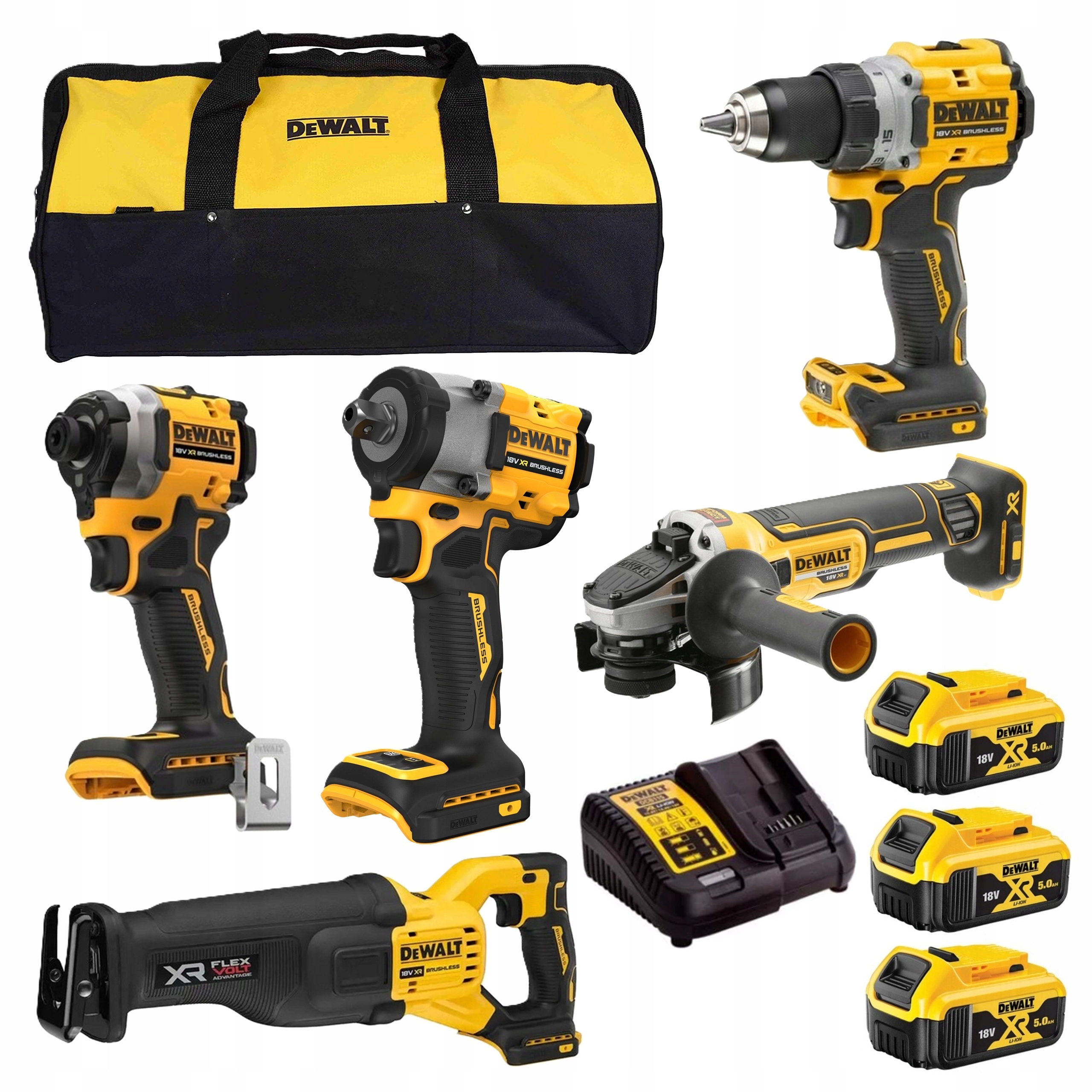 zestaw elektronarzędzi 18V 3x5.0Ah Dewalt [DCK509P3-QW]