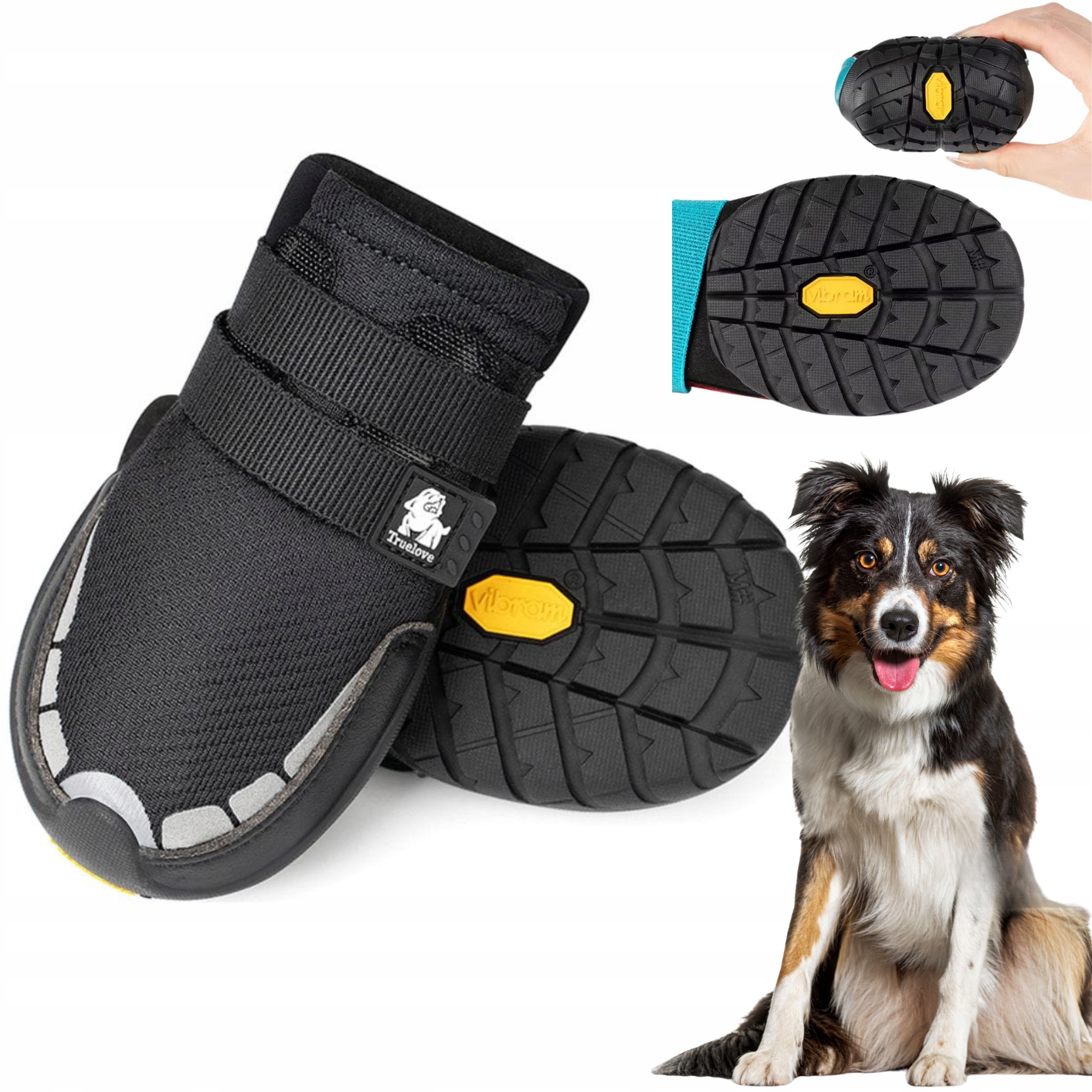 Levně Boty Pro Psa Truelove On Track S Podrážkou Vibram L (2 ks) 7,0 cm Černé