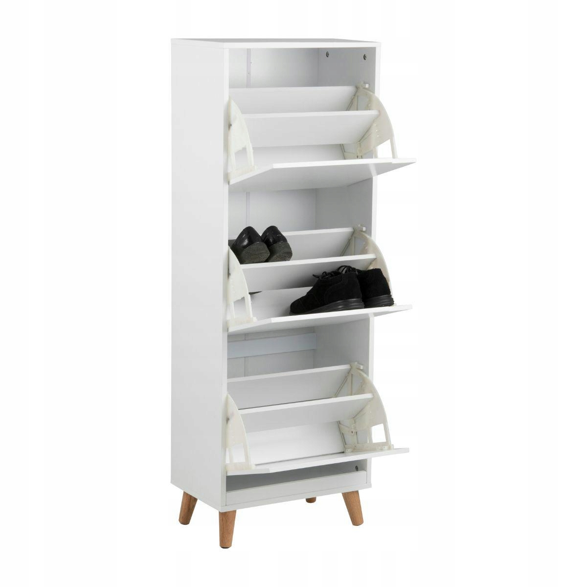Biela stojaca skrinka na topánky s 3 dvierkami pre 12 párov, uzamykateľná, Mitra