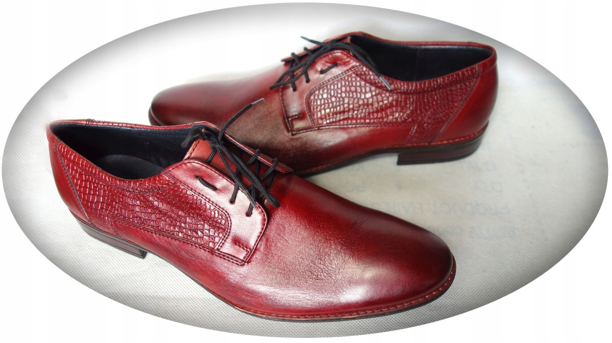 MOSKAŁA męskie połbuty sznurowane bordowe 41 Rozmiar 41