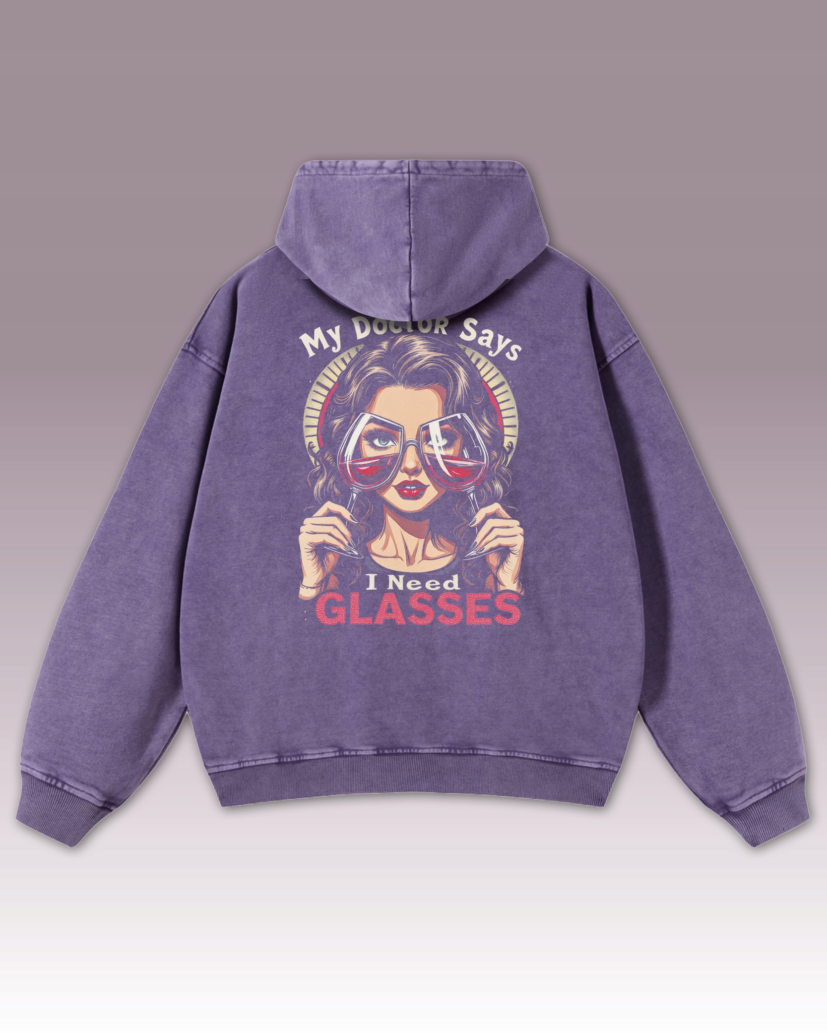 Oversize mikina s kapucí Víno Žena Legrační fialová L