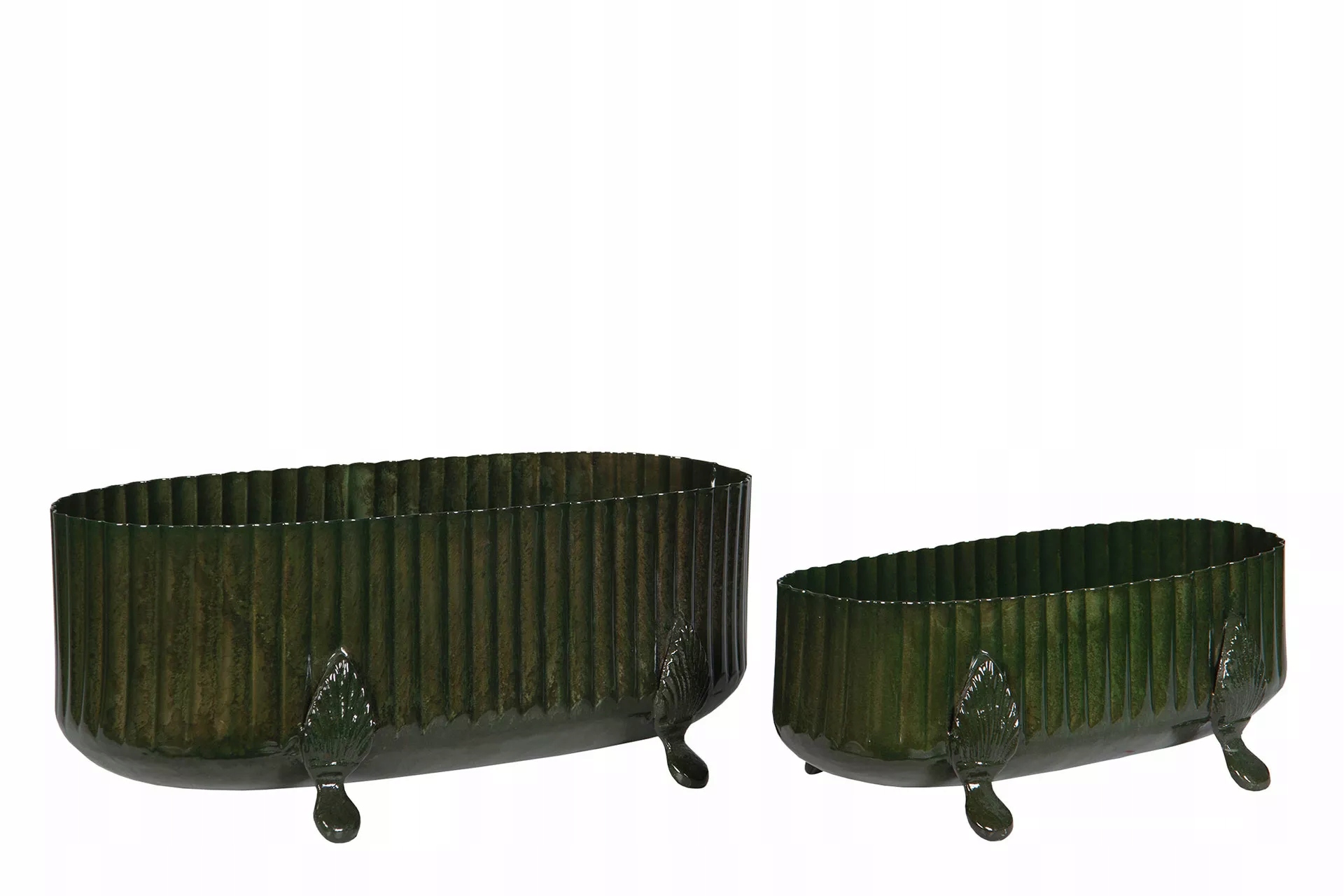 Obal Na Kvetináč Na Kvetináč Dlhá podlhovastá veľká kovová zelená na balkón 2 ks