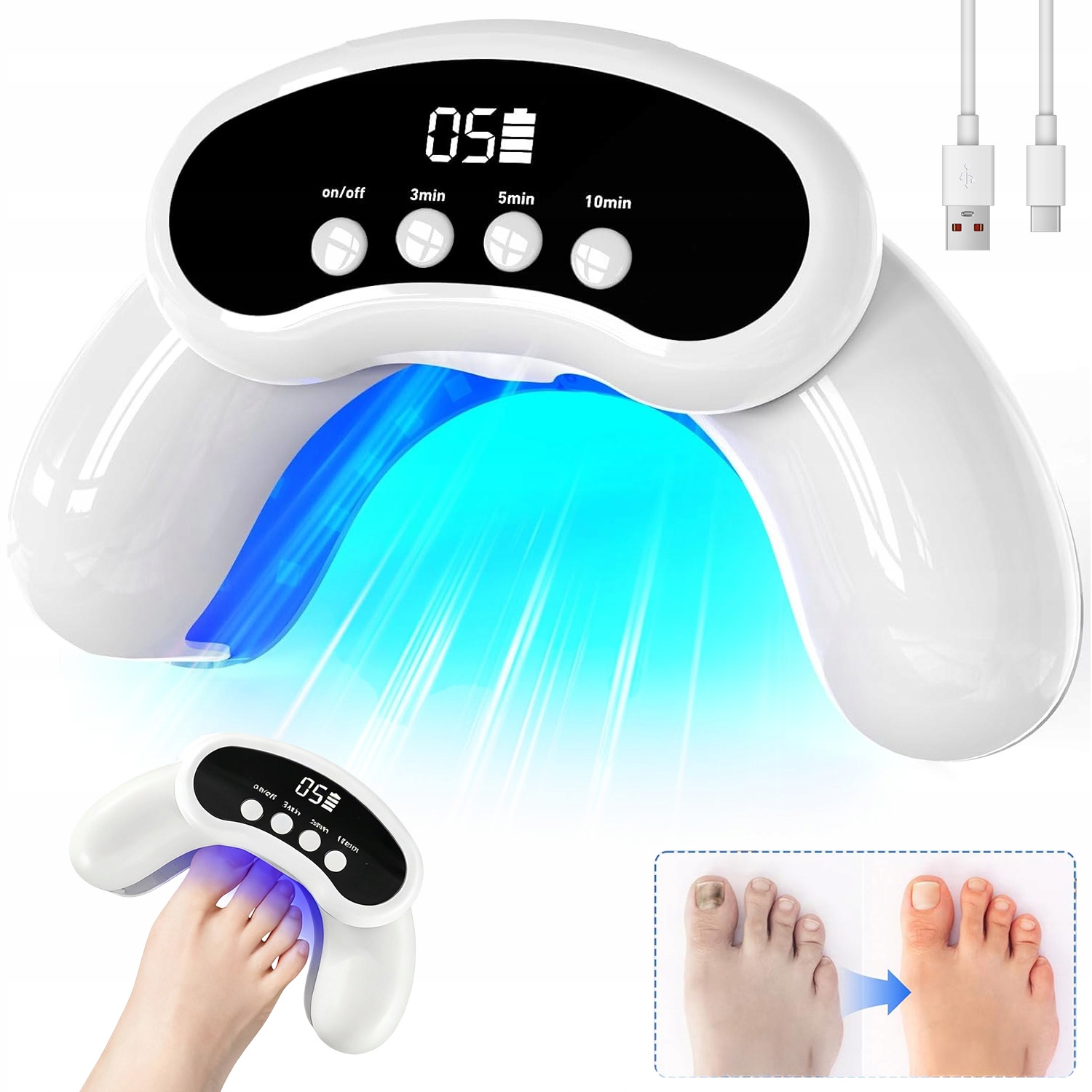 Léčba Mykózy Nehtů Laserová Led Lampa 30 Diod Snadné Ovládání Dobíjecí