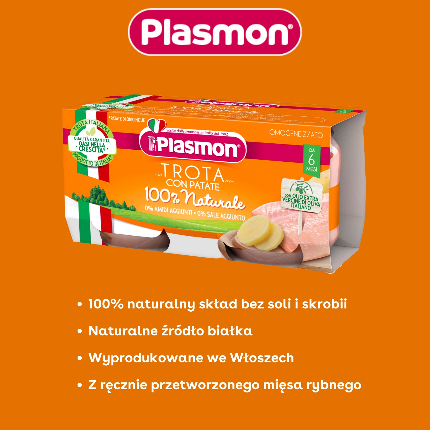 PLASMON Obiadek Pstrąg z ziemniaczkami 2x80g Stan opakowania oryginalne