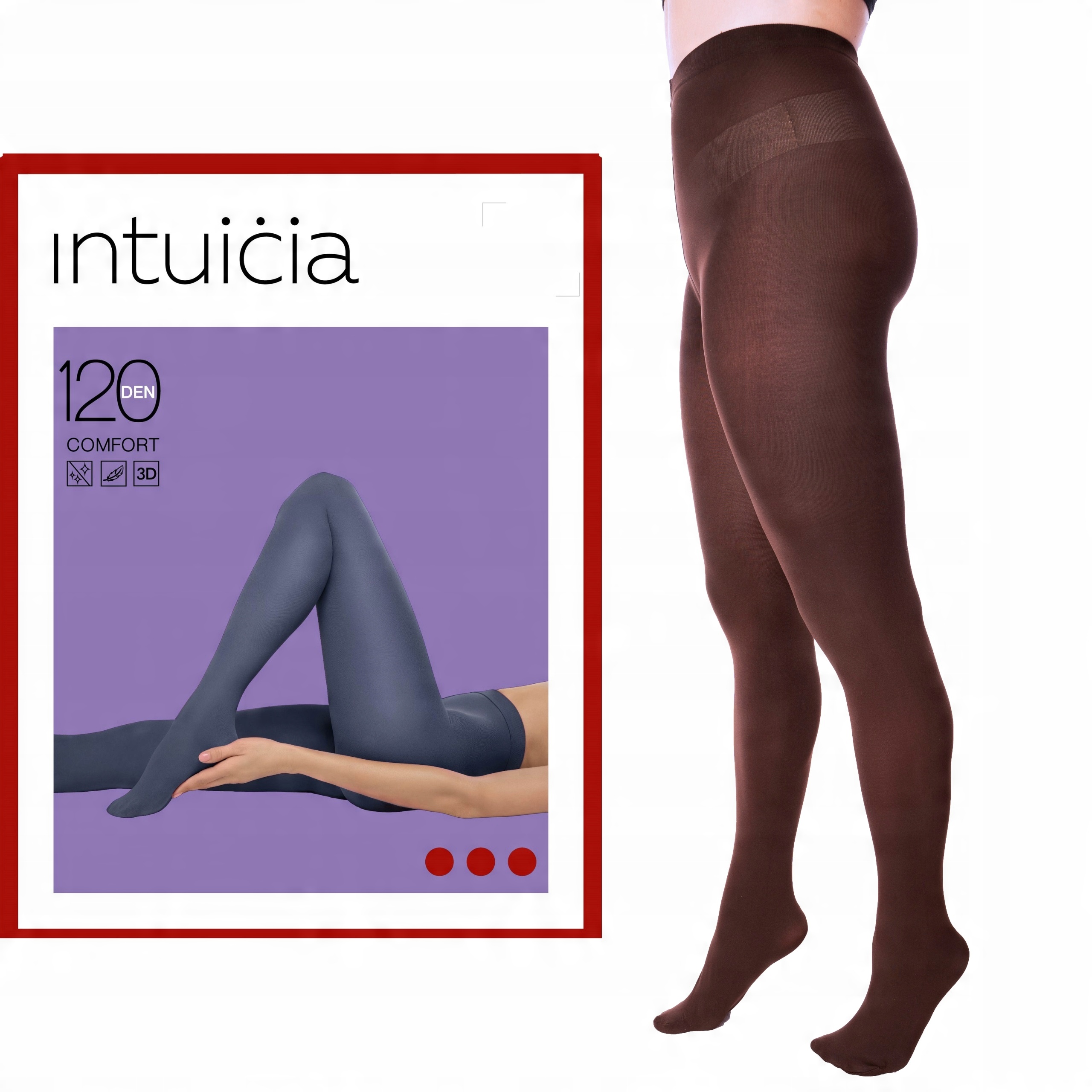 

Brązowe, grube rajstopy 120 Den Intuicia roz. 5