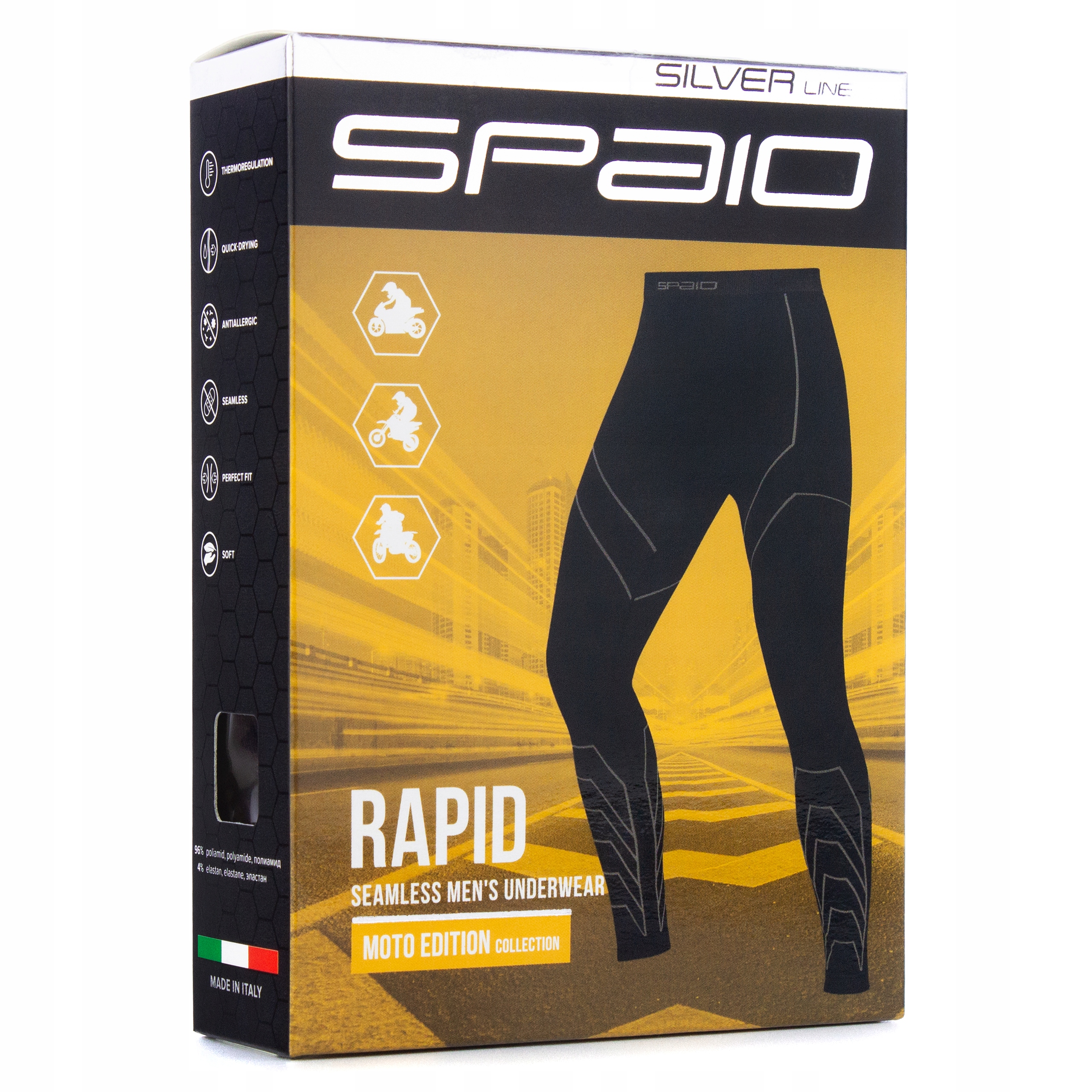 Spodnie legginsy termoaktywne motocyklowe SPAIO Rapid czarne szare XXL Model Rapid