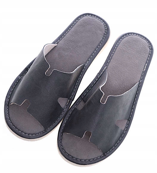 SKÓRZANE DOMOWE KLAPKI KAPCIE BUTY 13382 40