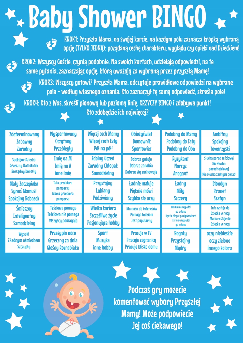 

gra Zabawa na Baby Shower Bingo śmieszna