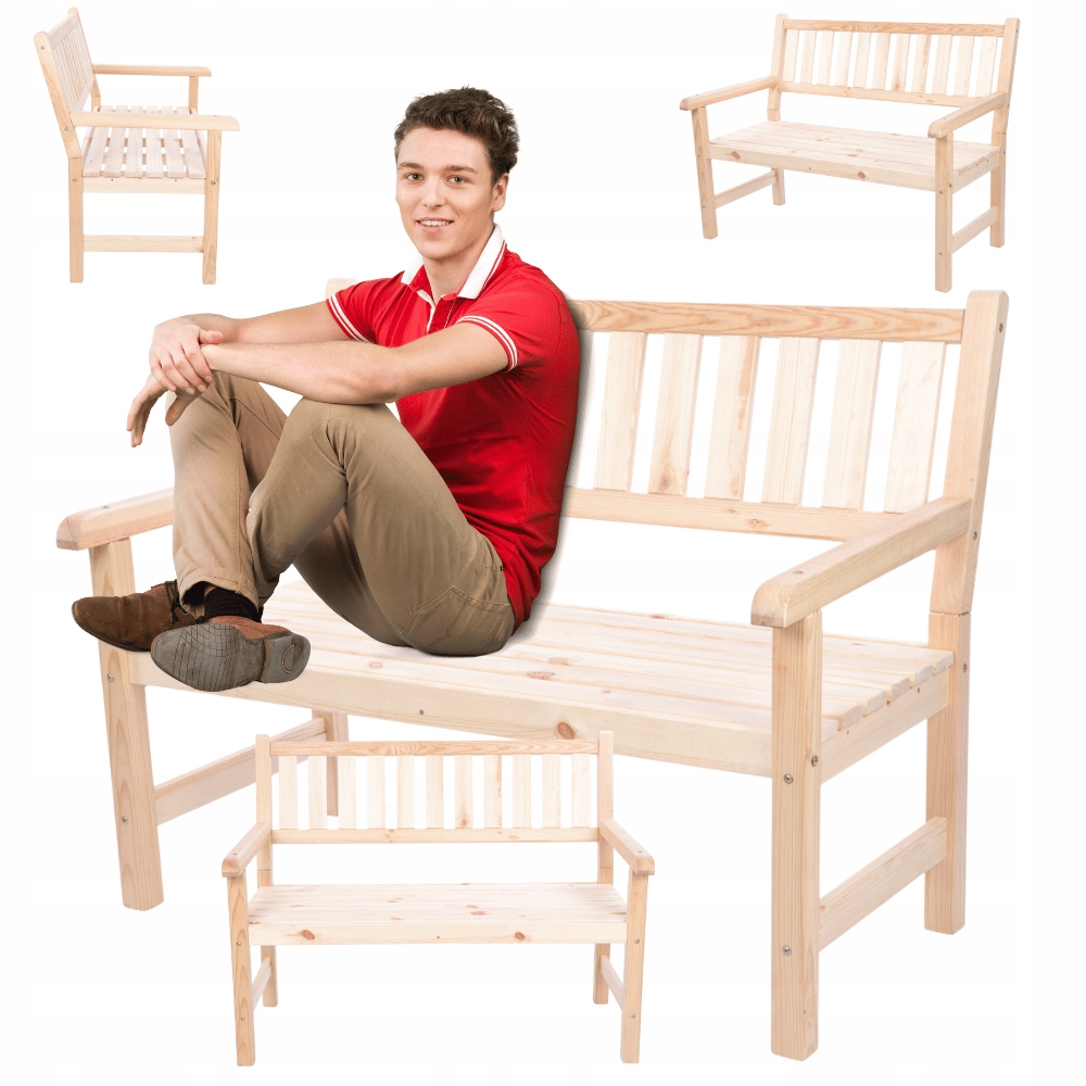 Drevená záhradná lavička s opierkou na ruky, dvojmiestna, Impregnat