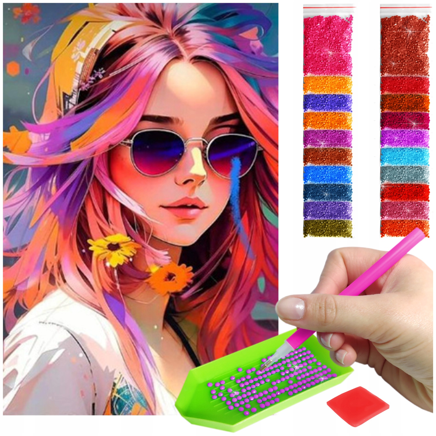 Haft Diamentový Velký 60x40cm Diamond Painting Diamentová Mozaika Příslušenství