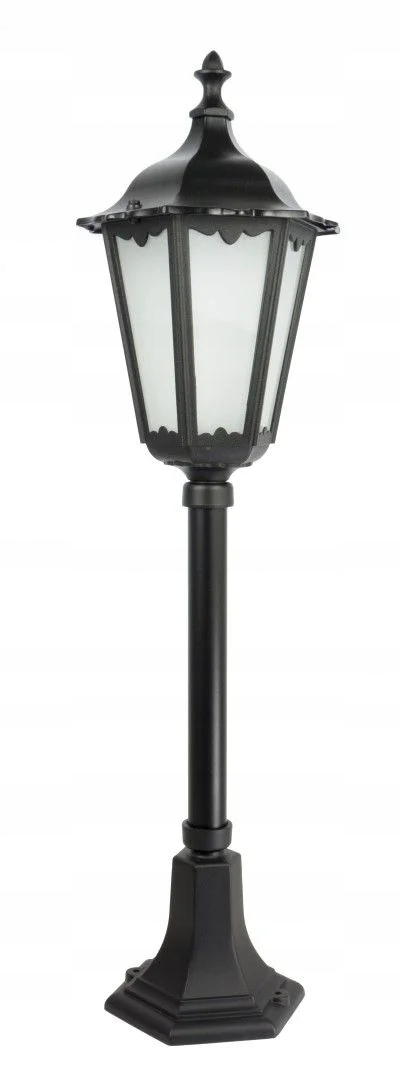 Vonkajšia stojaca lampa do záhrady, tradičná, čierna, stĺpik 84 cm, IP43, Su-ma