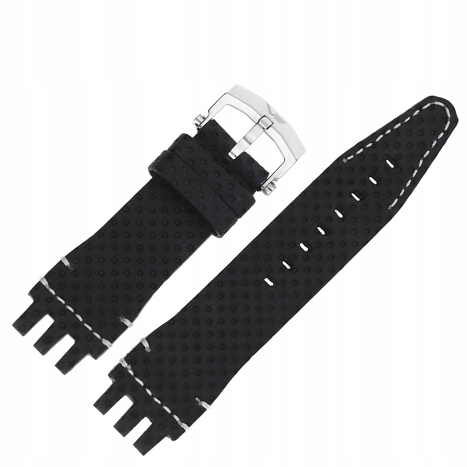 Pásek Energia 3 Kůže (A538) černý s bílým p. děrovaným lesklým povrchem