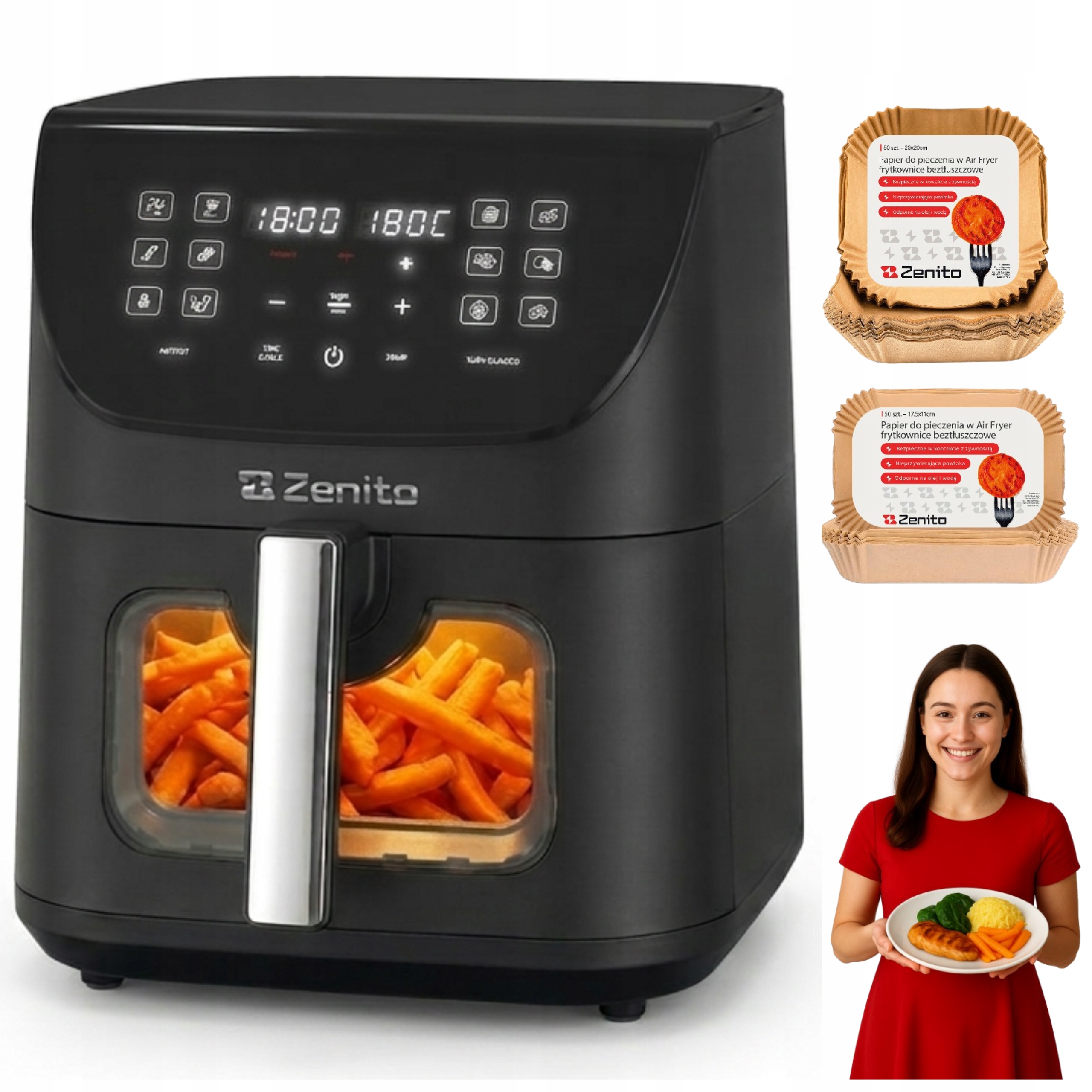 Beztuková Fritéza Airfryer Fritéza 8 L Velká Mísa 14 Programů