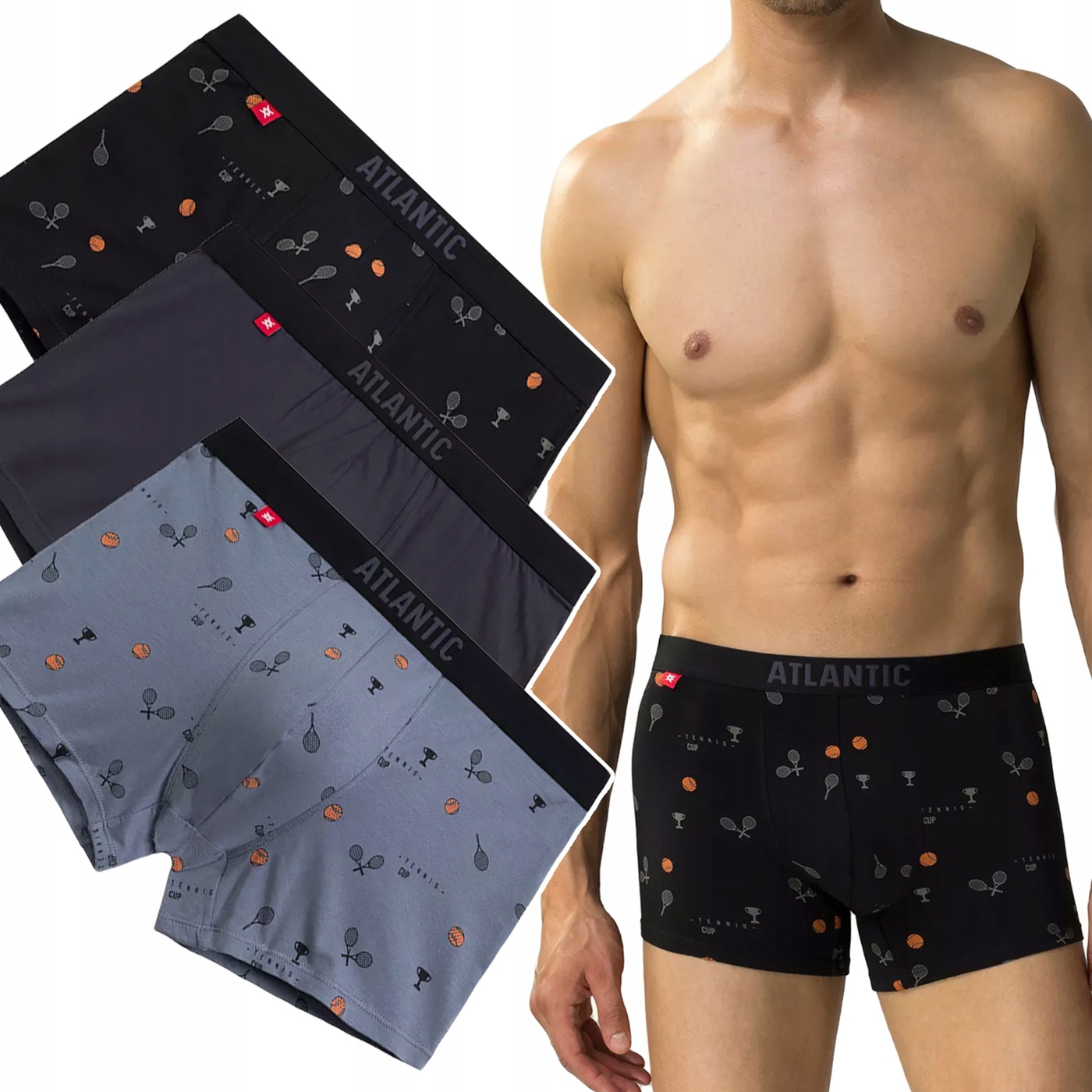Pánské Boxerky Atlantic 3MH-050, přiléhavé šortky, 3 Vzory M