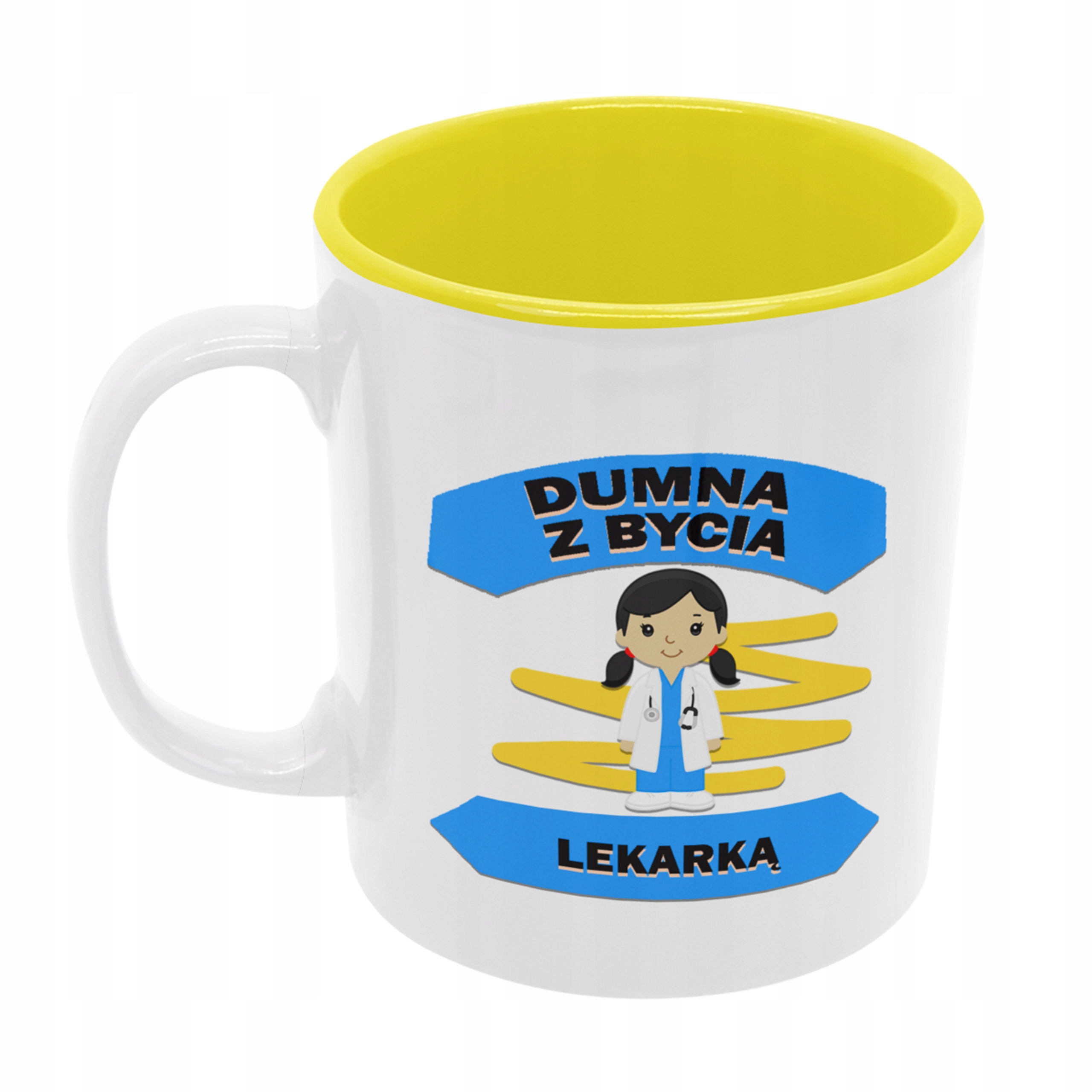 

Kubek Lekarki niej lekarza żółty doktorki