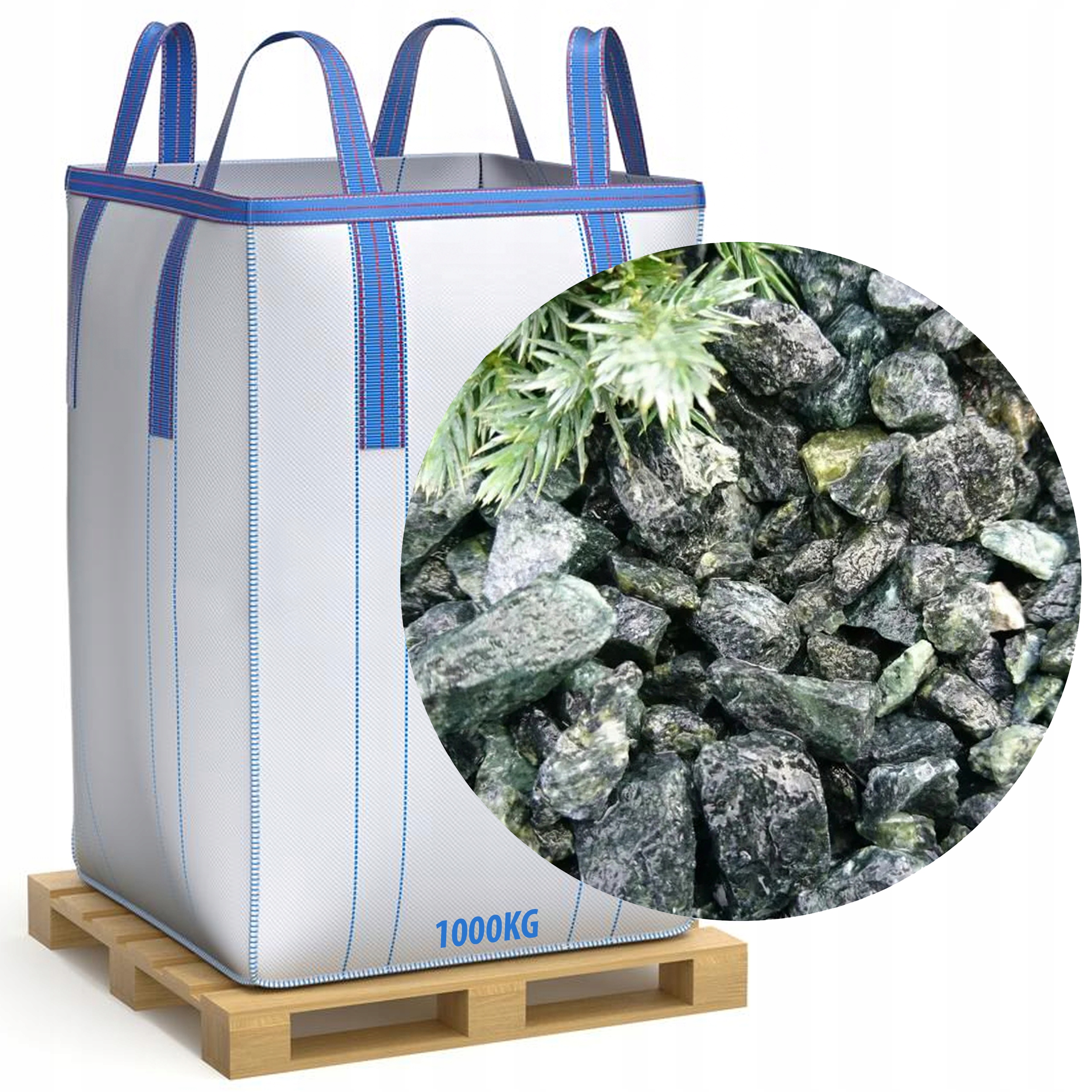 

Kamienie Ozdobne Zielone do Ogrodu Tona Big Bag