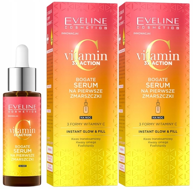 2 x Eveline Vitamin C 3xAction sérum proti vráskám na noc Dropper 30 ml
