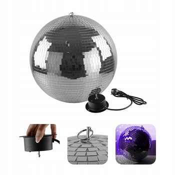 Kula lustrzana 30cm dekoracyjna z napędem sieciowym