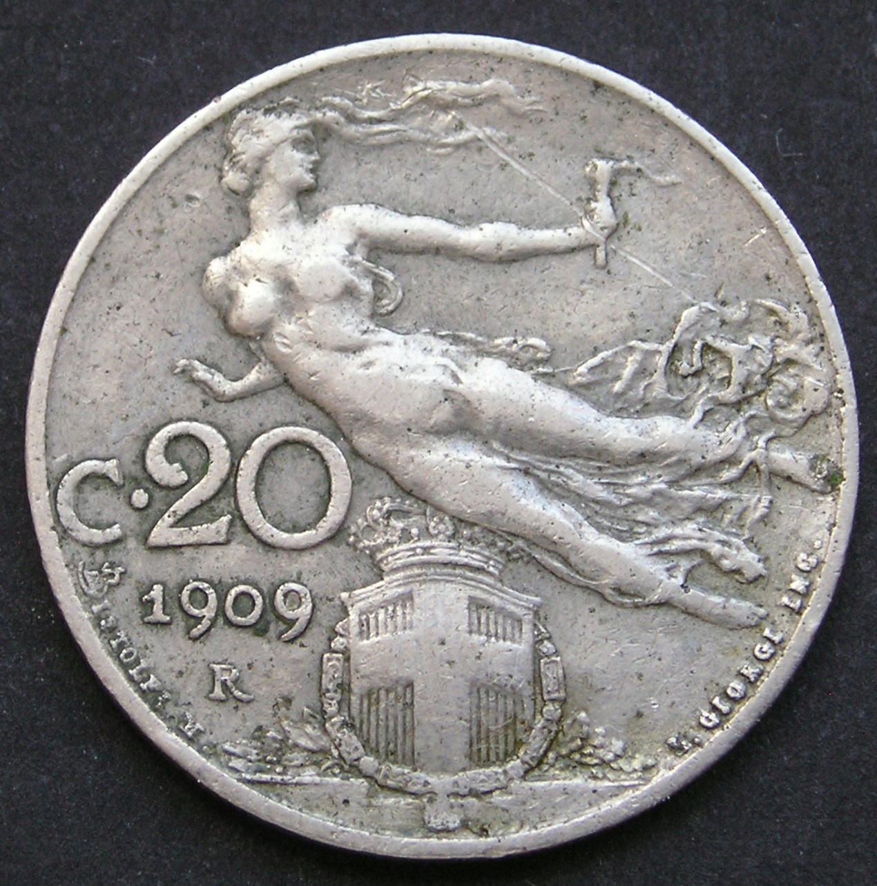 Włochy 20 centesimi 1909