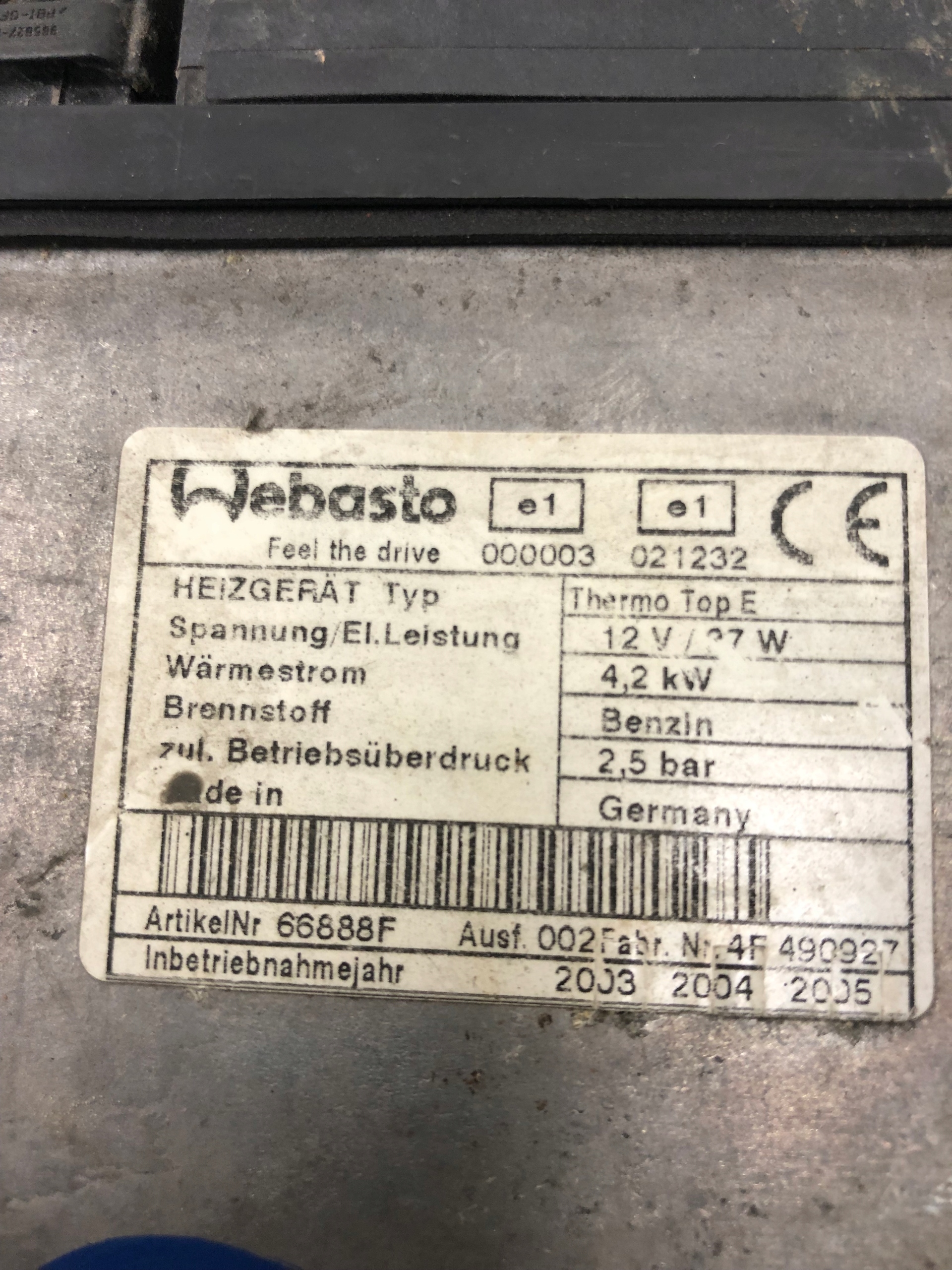 WEBASTO webasto THERMO TOP E 66888F