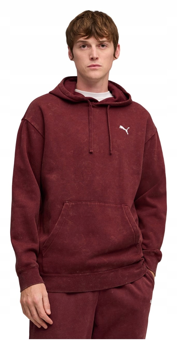 Mikina s kapucí Mikina Puma Elevated Relaxed Wash bordó 688049 96 vel. S