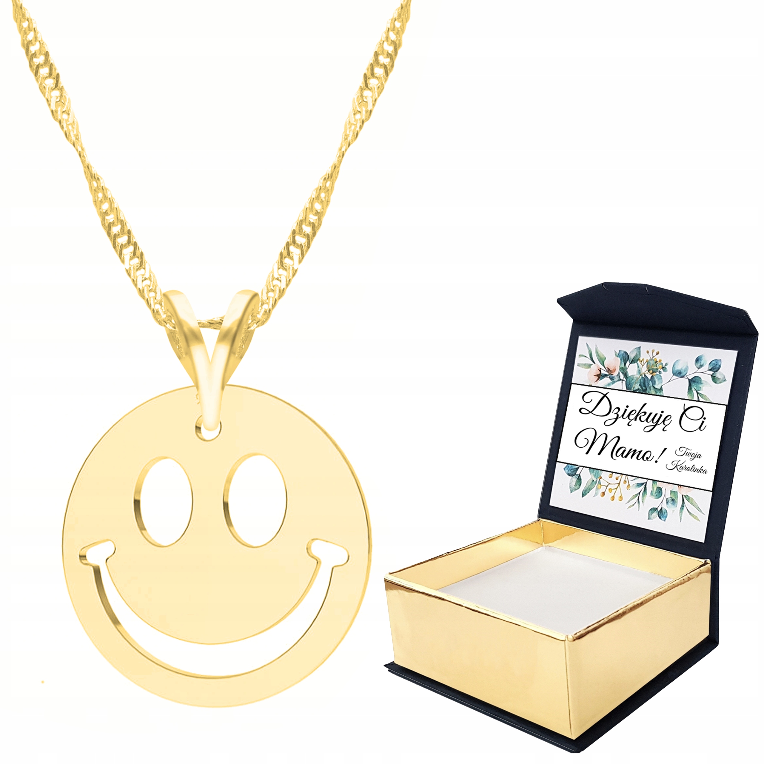 Zlatý náhrdelník smajlík Vlastní Potisk