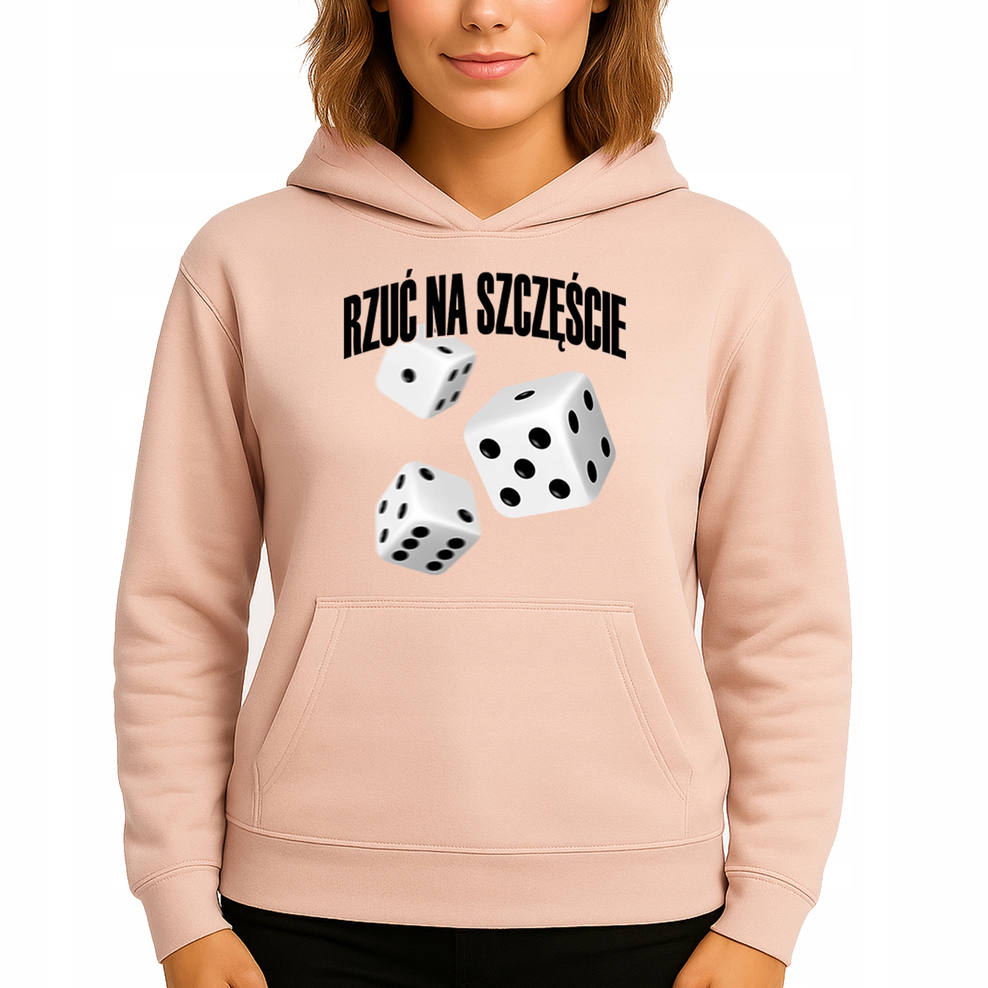 Mikina S Kapucí Broskvová Hoodie Bavlněná Hoď Na Štěstí Vel M