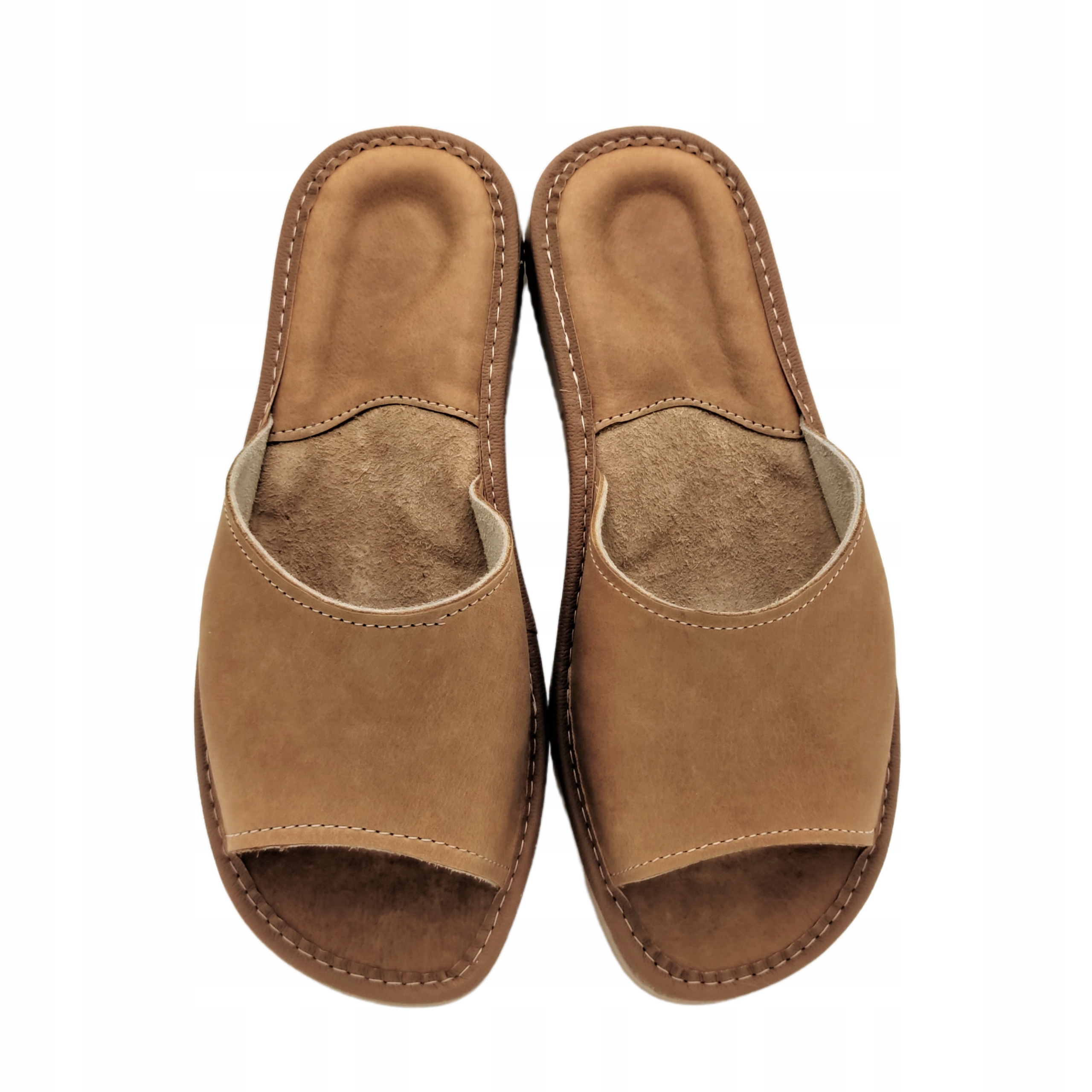 KAPCIE DAMSKIE SKÓRZANE PANTOFLE CIAPY LACZKI BRĄZ LEKKIE KLAPKI SKÓRA BABA Model skórzane